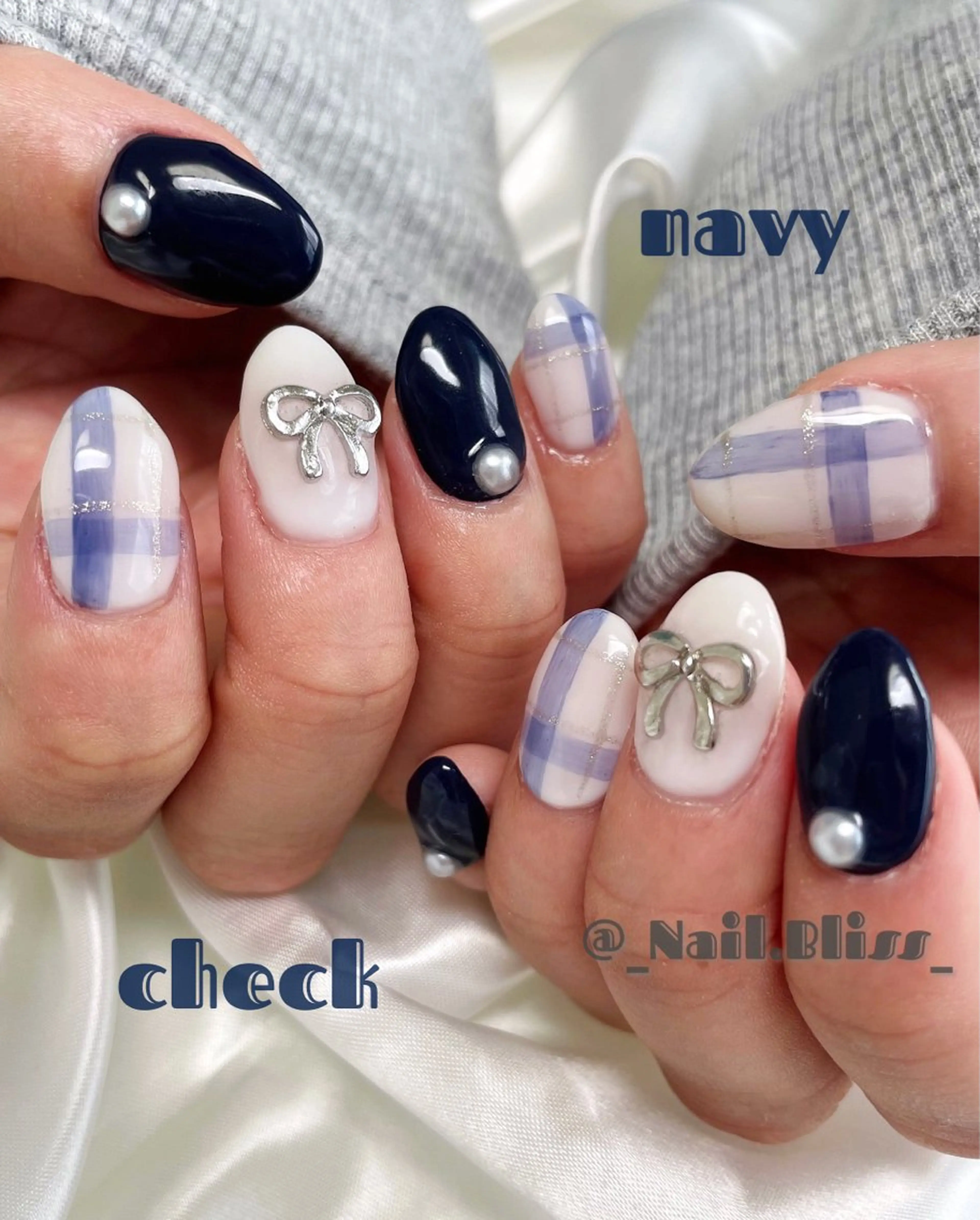 ネイル ネイビー ハンドネイル NAIL BLISSのネイルデザイン