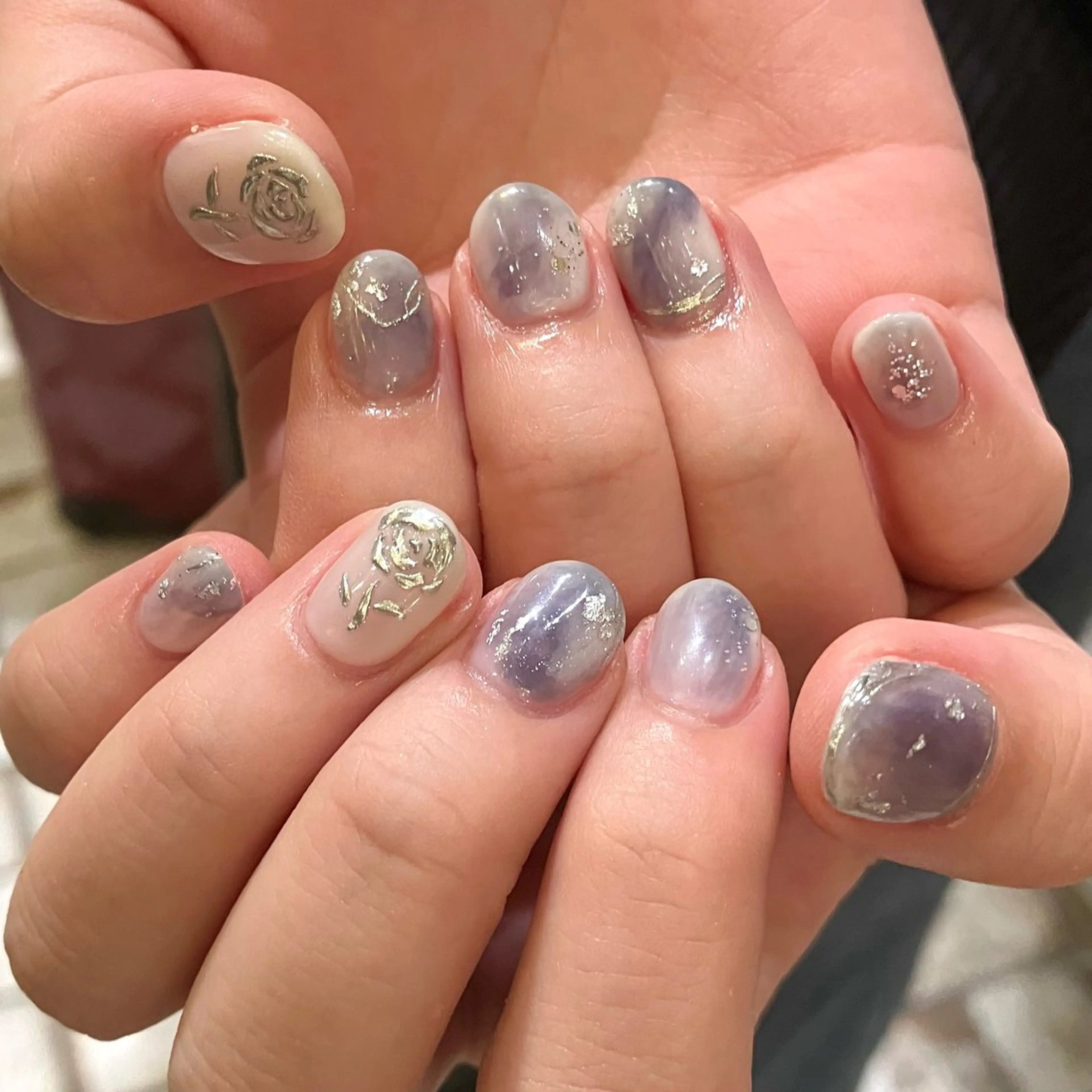 ネイル ミラーネイル 持ち込み ニュアンスネイル ハンドネイル Take Manaのネイルデザイン