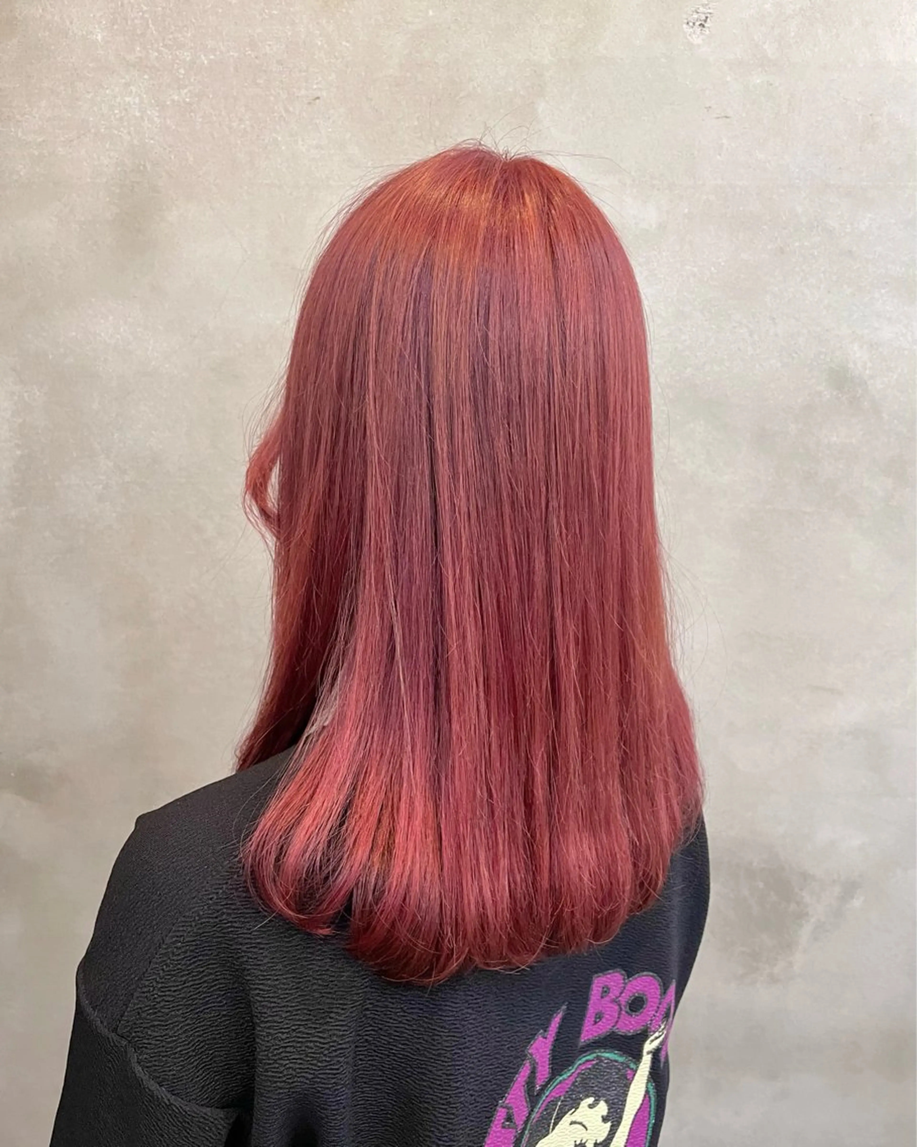 セミロング カラー ヘアアレンジ ヘアカラー 【ピンク/韓国ヘア/ ヘアセット】亜海のヘアスタイル