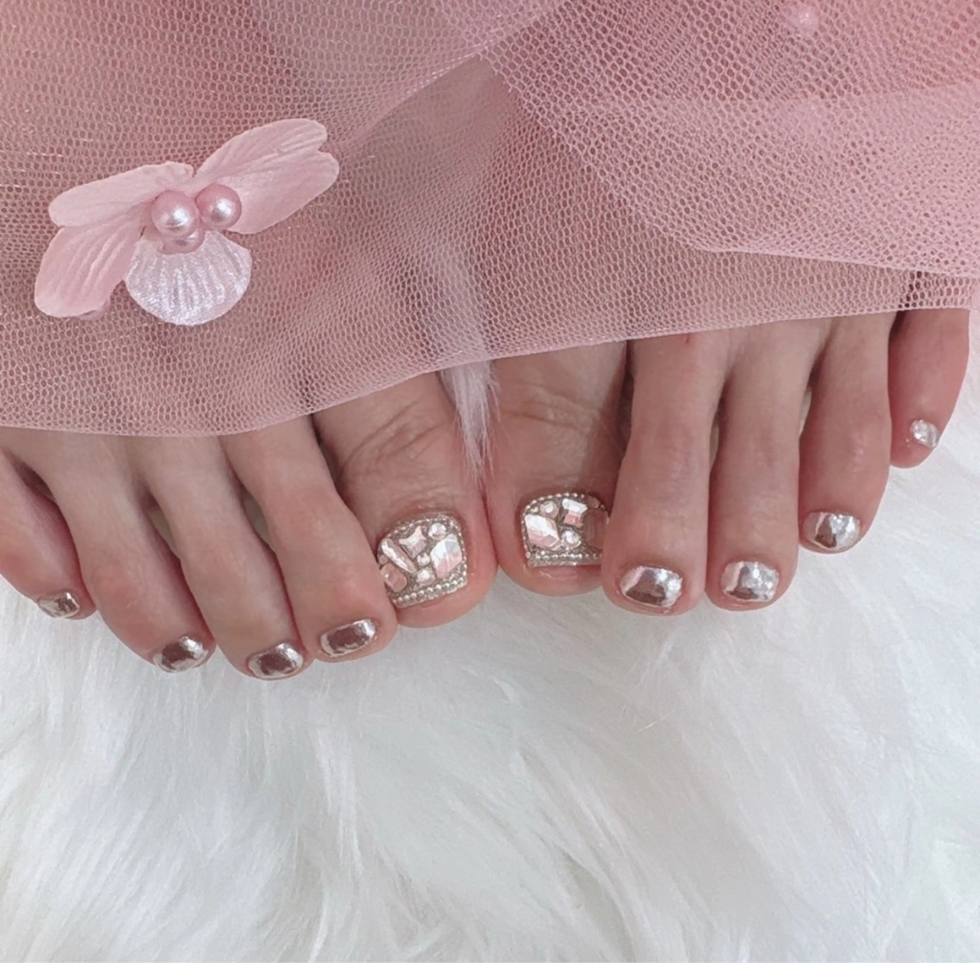 ネイル キラキラネイル ミラーネイル フットネイル Marinnail Hibikiのネイルデザイン