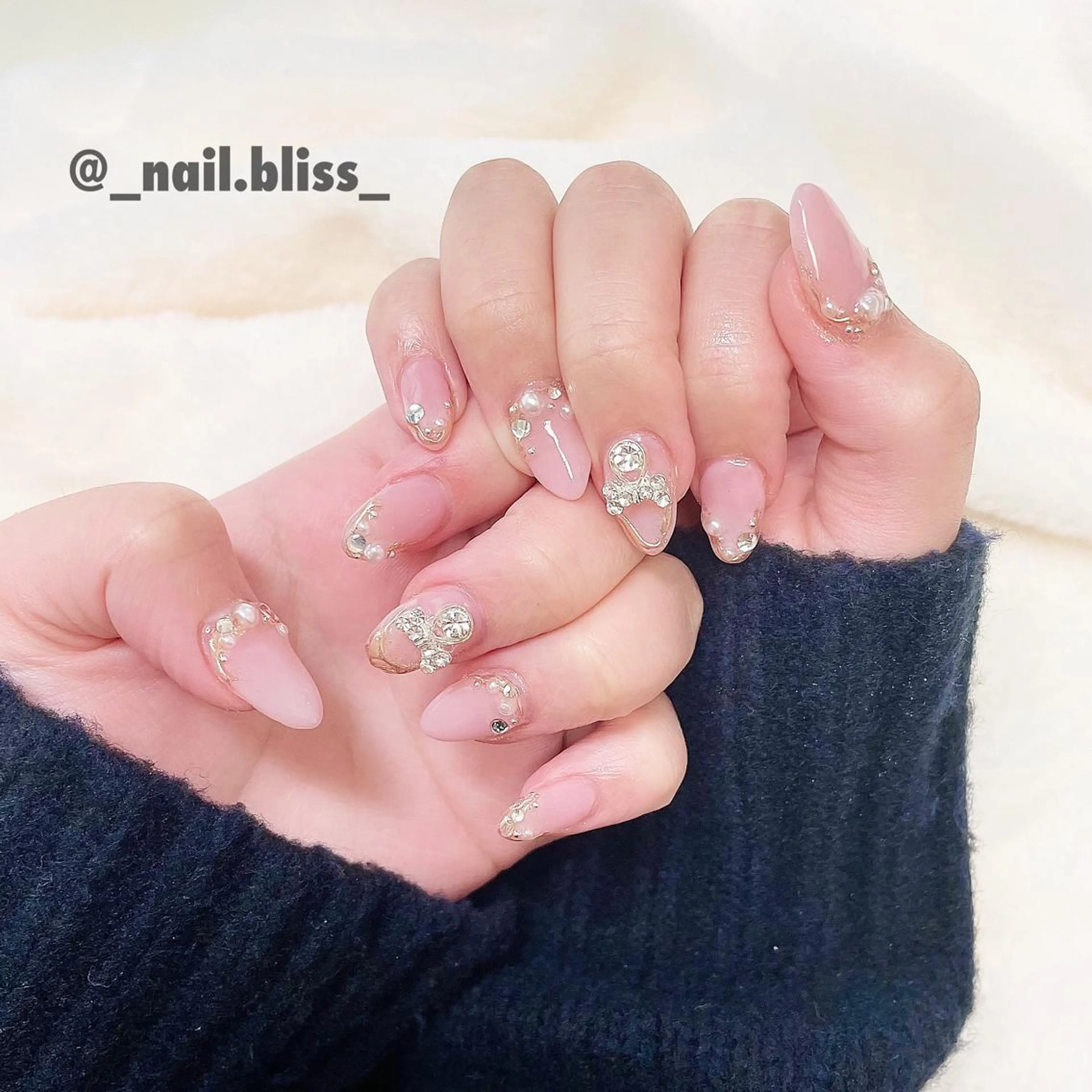 ネイル ミラーネイル ピンク ハンドネイル NAIL BLISSのネイルデザイン