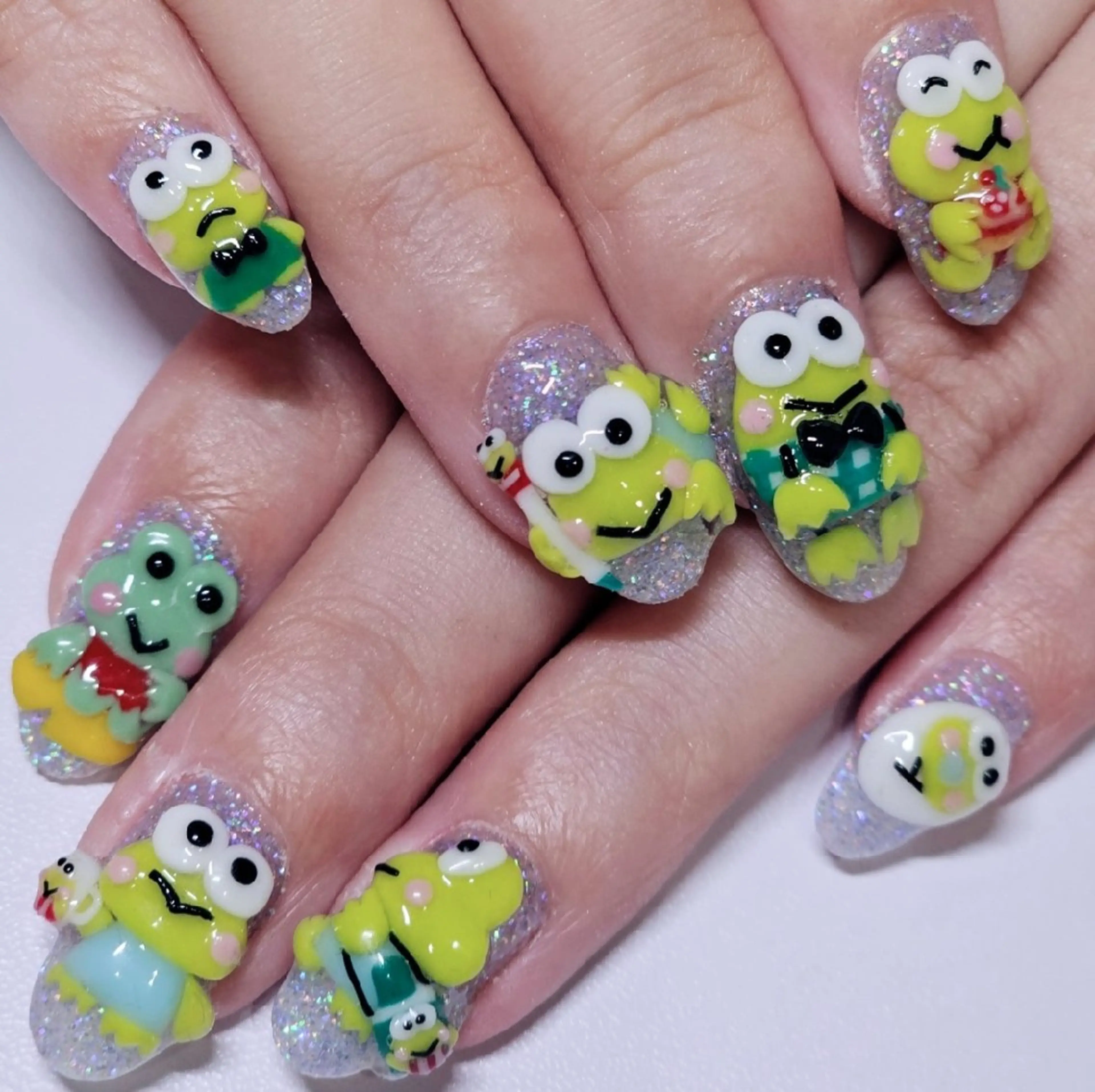 ネイル アートネイル ブルー クリアネイル ラメ(グリッター) ワンカラーネイル ハンドネイル よしだ ひろきのネイルデザイン