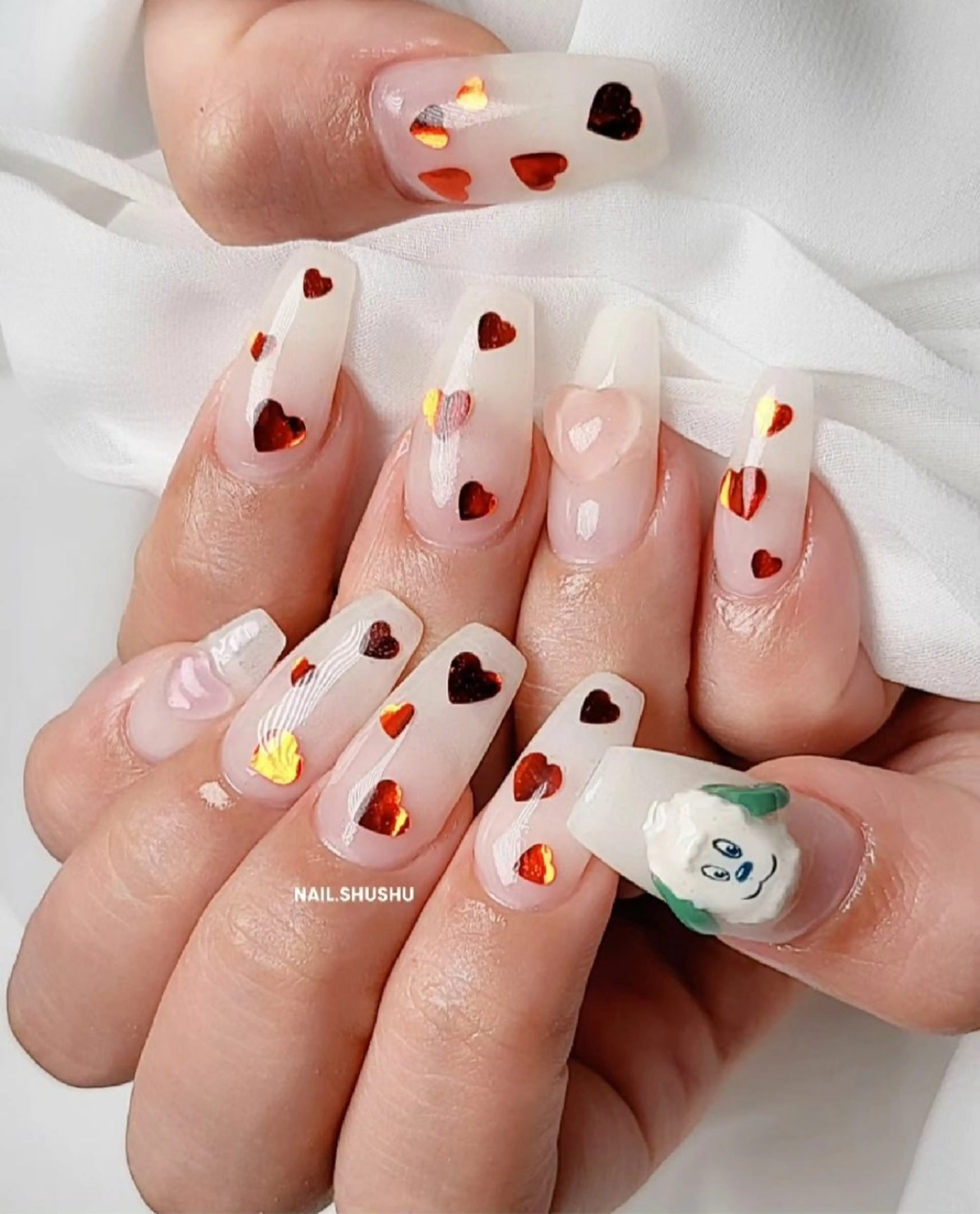 ネイル 持ち込み ニュアンスネイル ワンカラーネイル シンプルネイル 夏ネイル 3dパーツ/流行り 👧shushu❤️のネイルデザイン