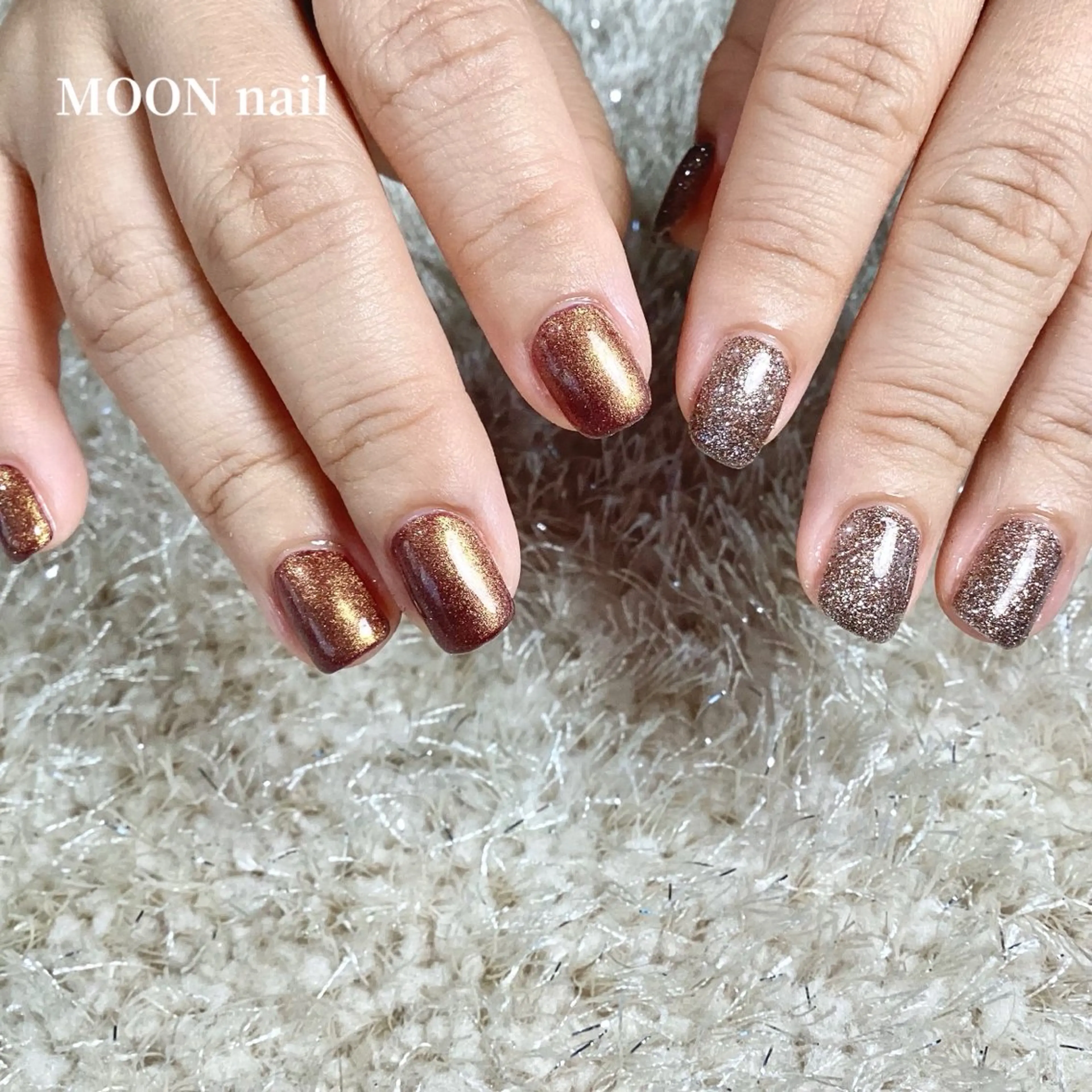 ネイル ブラウン ハンドネイル 浦添 MOON  nailのネイルデザイン