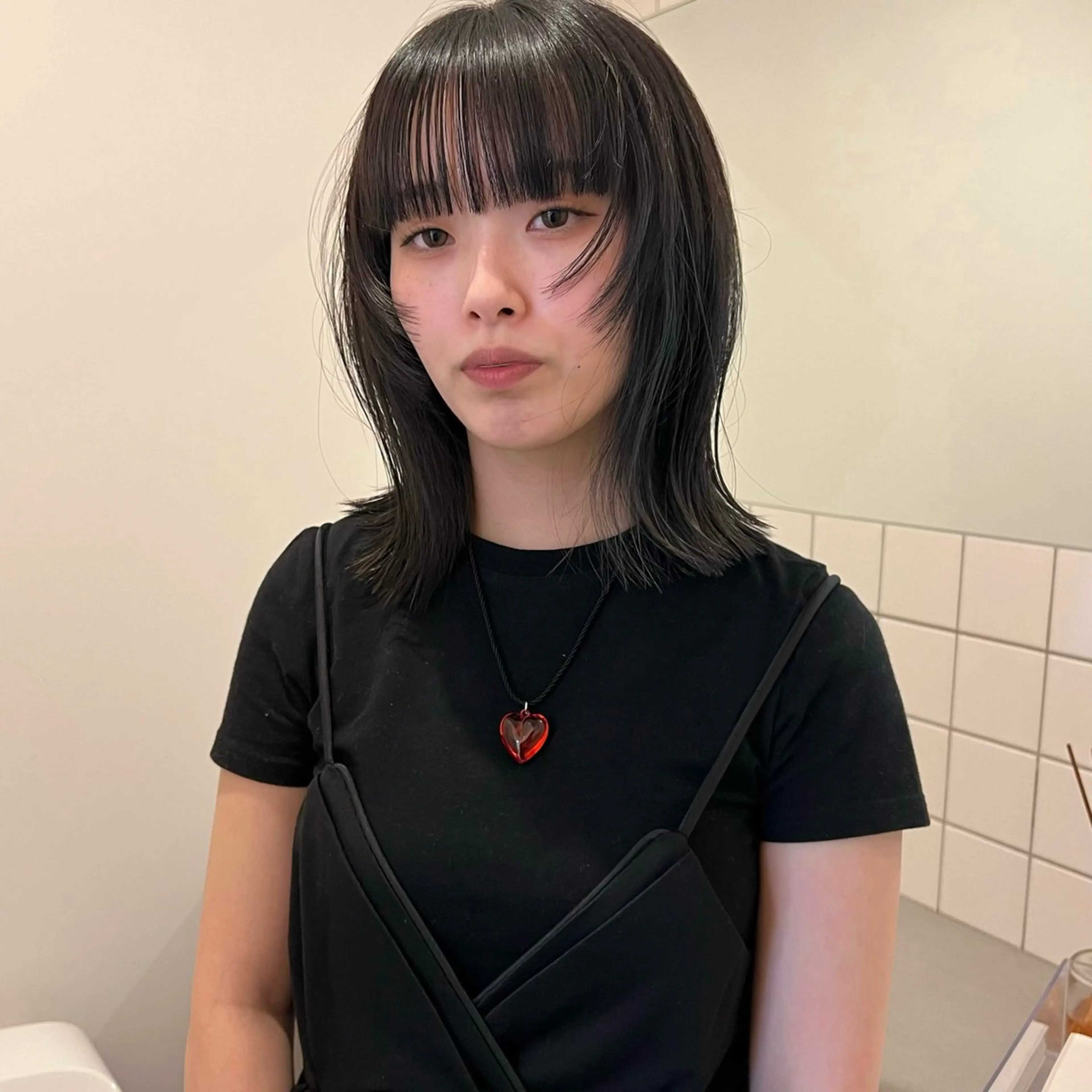 ミディアム 顔周りカット 舟橋耀/ブリーチカラ ー/レイヤーカットのヘアスタイル