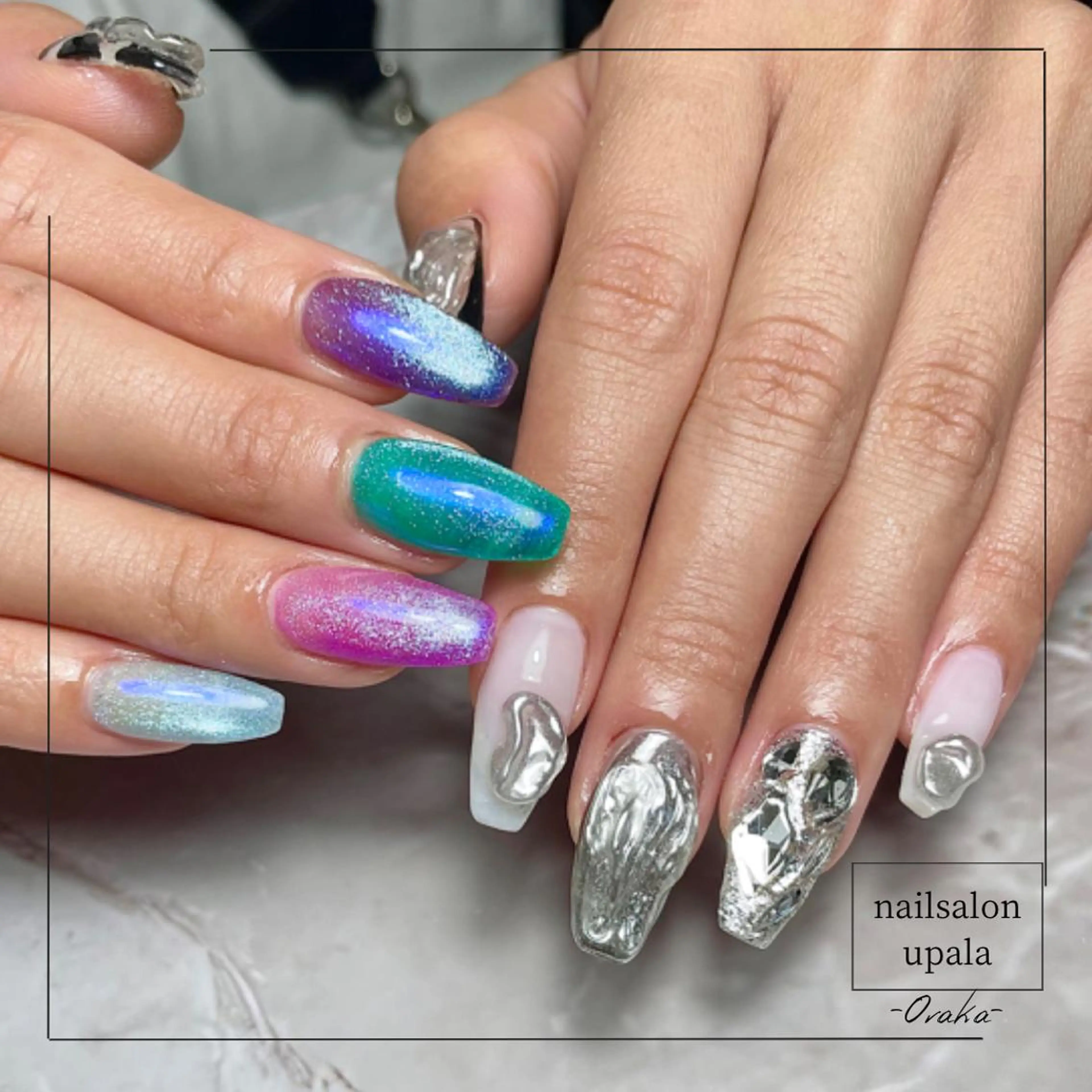 ネイル フットネイル 氷ネイル・うるうるネイル マグネットネイル ニュアンスネイル 夏ネイル ハンドネイル upala Mayukoのネイルデザイン