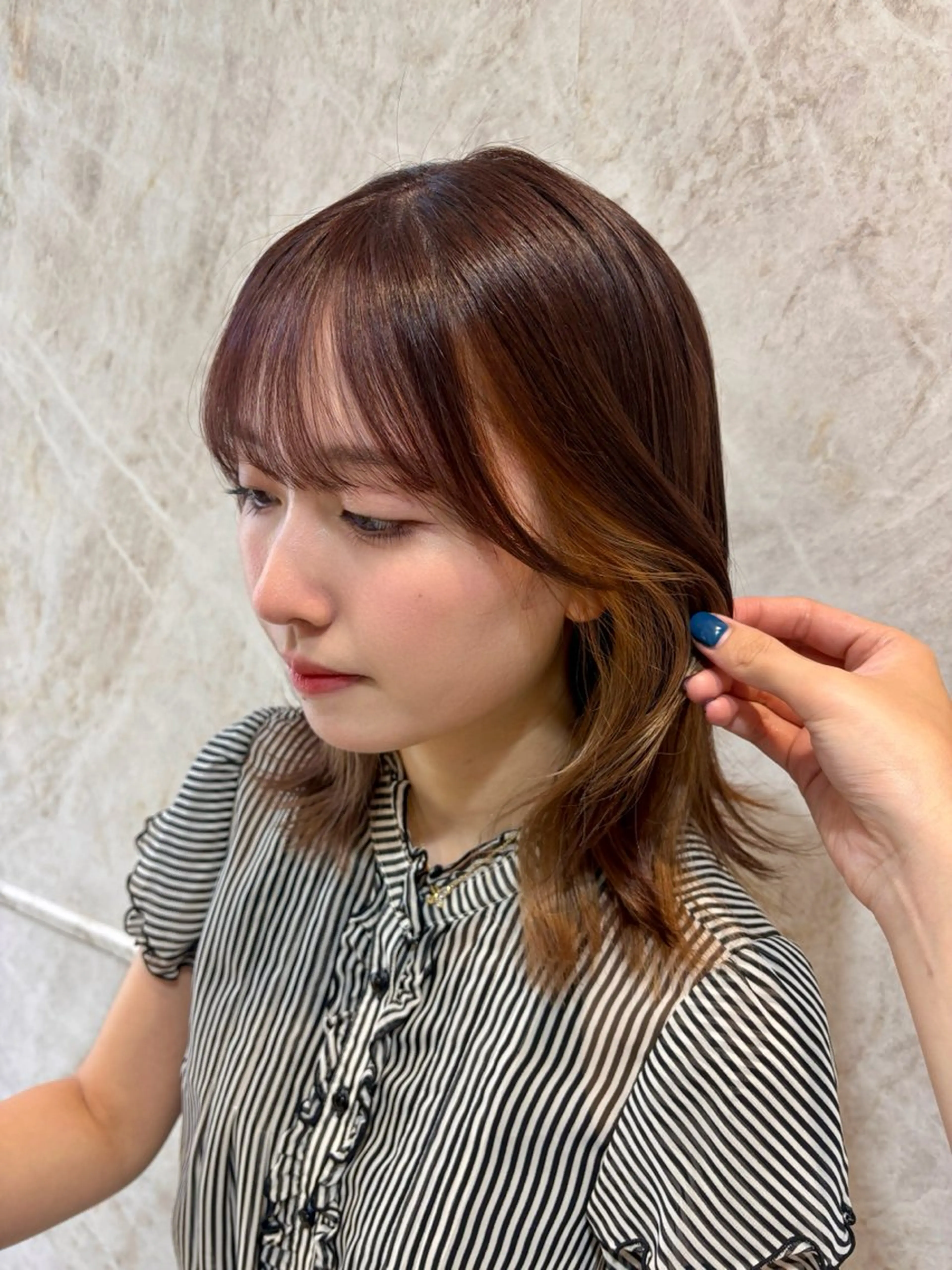 ミディアム ヘアカラー トリートメント 顔周りレイヤーカット /髪質改善/ゆう🤍のヘアスタイル