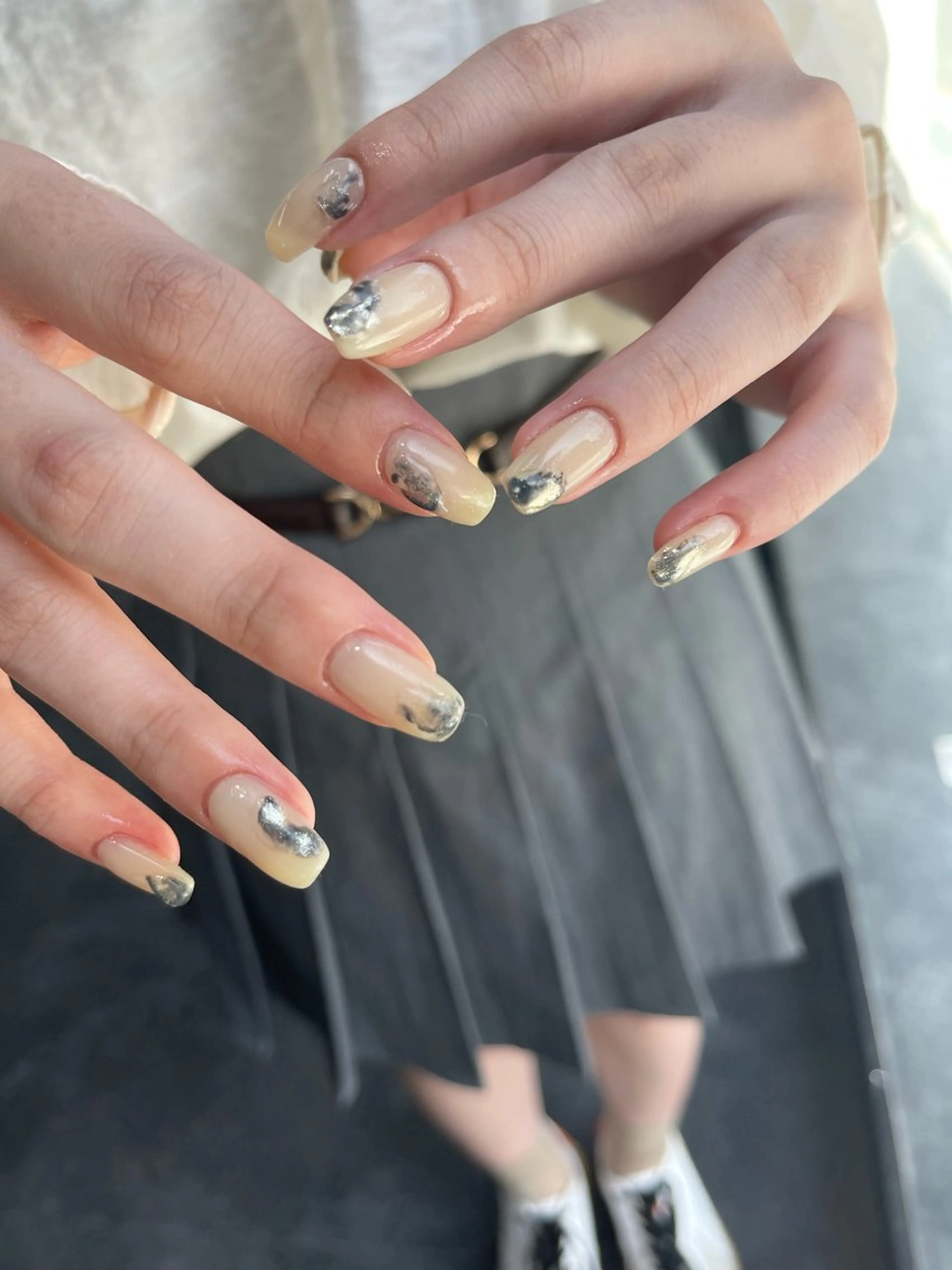 ネイル フレンチネイル マグネットネイル ニュアンスネイル ワンカラーネイル ハンドネイル GRANDE大須 Cecil💜のネイルデザイン