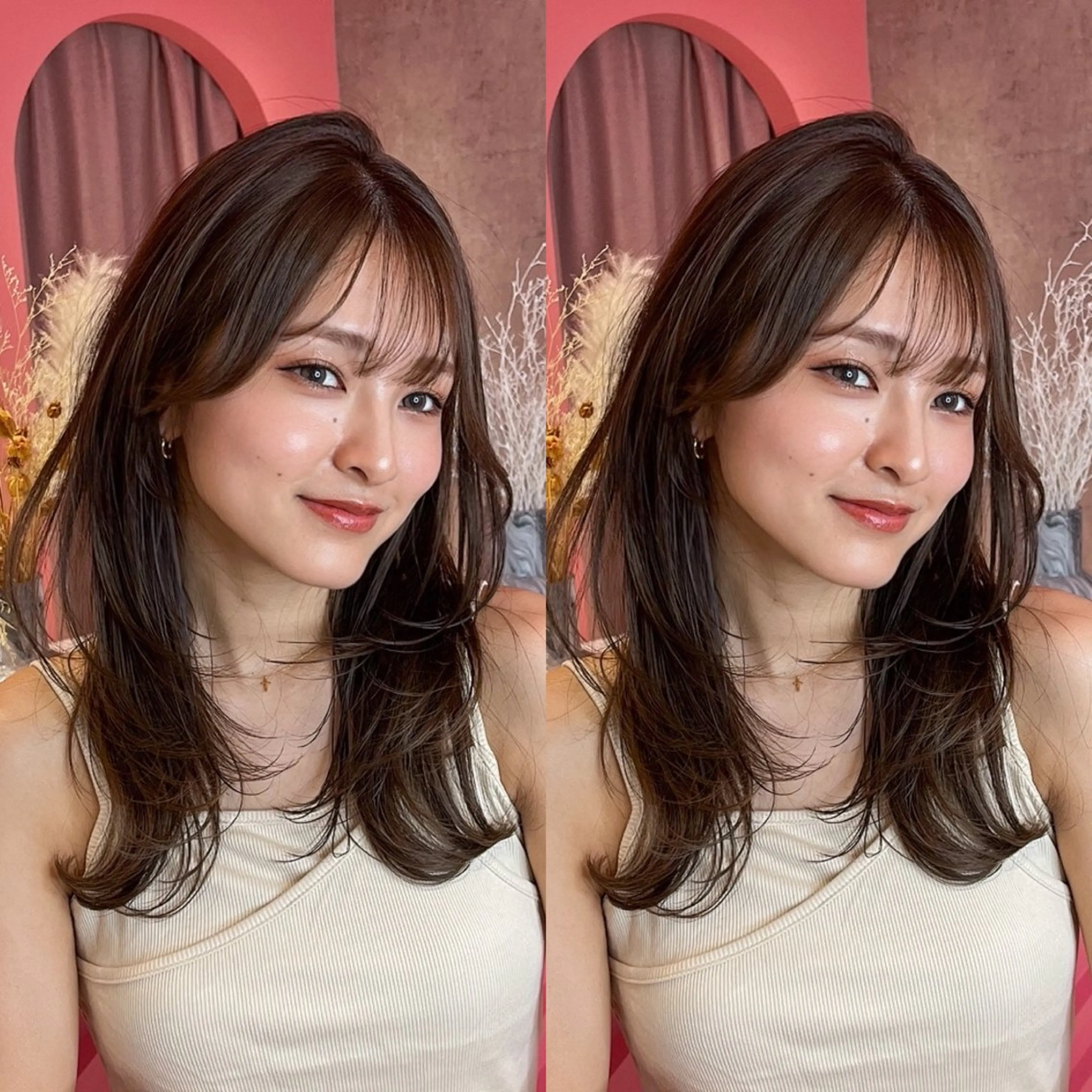 セミロング カラー 山崎/ボブ縮毛矯正 レイヤー髪質改善のヘアスタイル