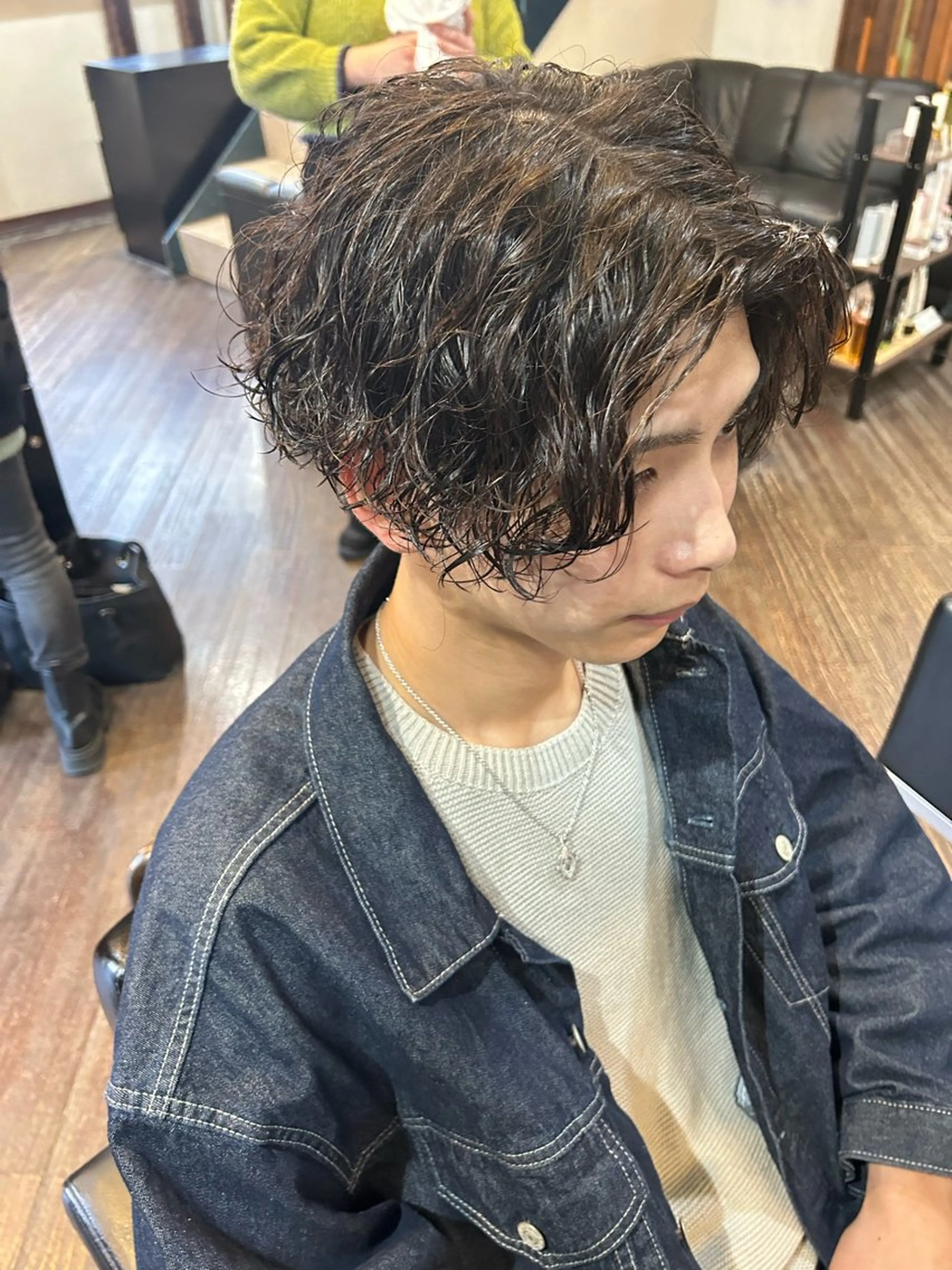 ミディアム パーマ メンズ 大阪/梅田/シャドウ パーマ/ノボリユウタのヘアスタイル