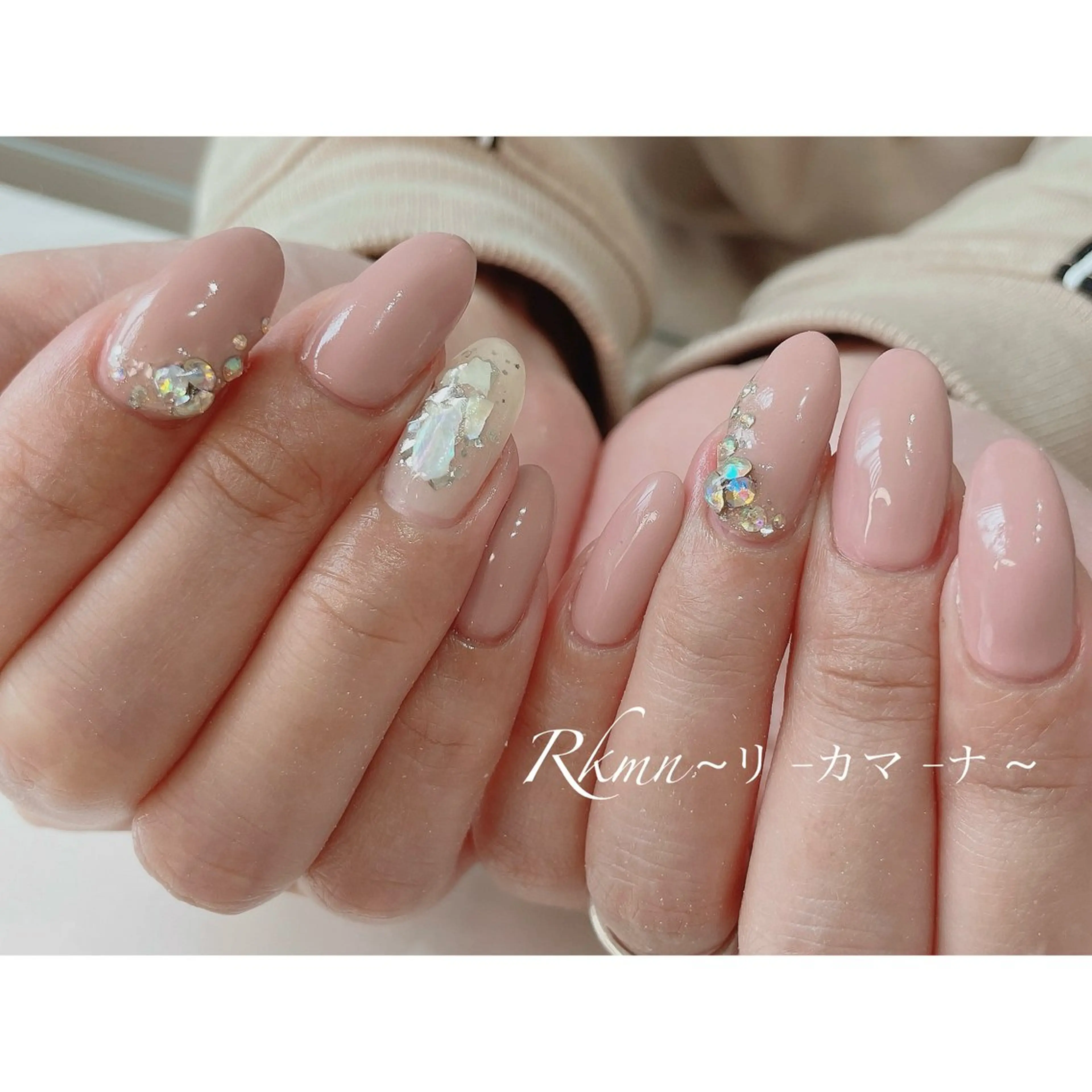 ネイル アートネイル ピンク ピンクベージュ 春ネイル ハンドネイル フットネイル ハンドケア Rkmn ~リ-カマ-ナ~のネイルデザイン