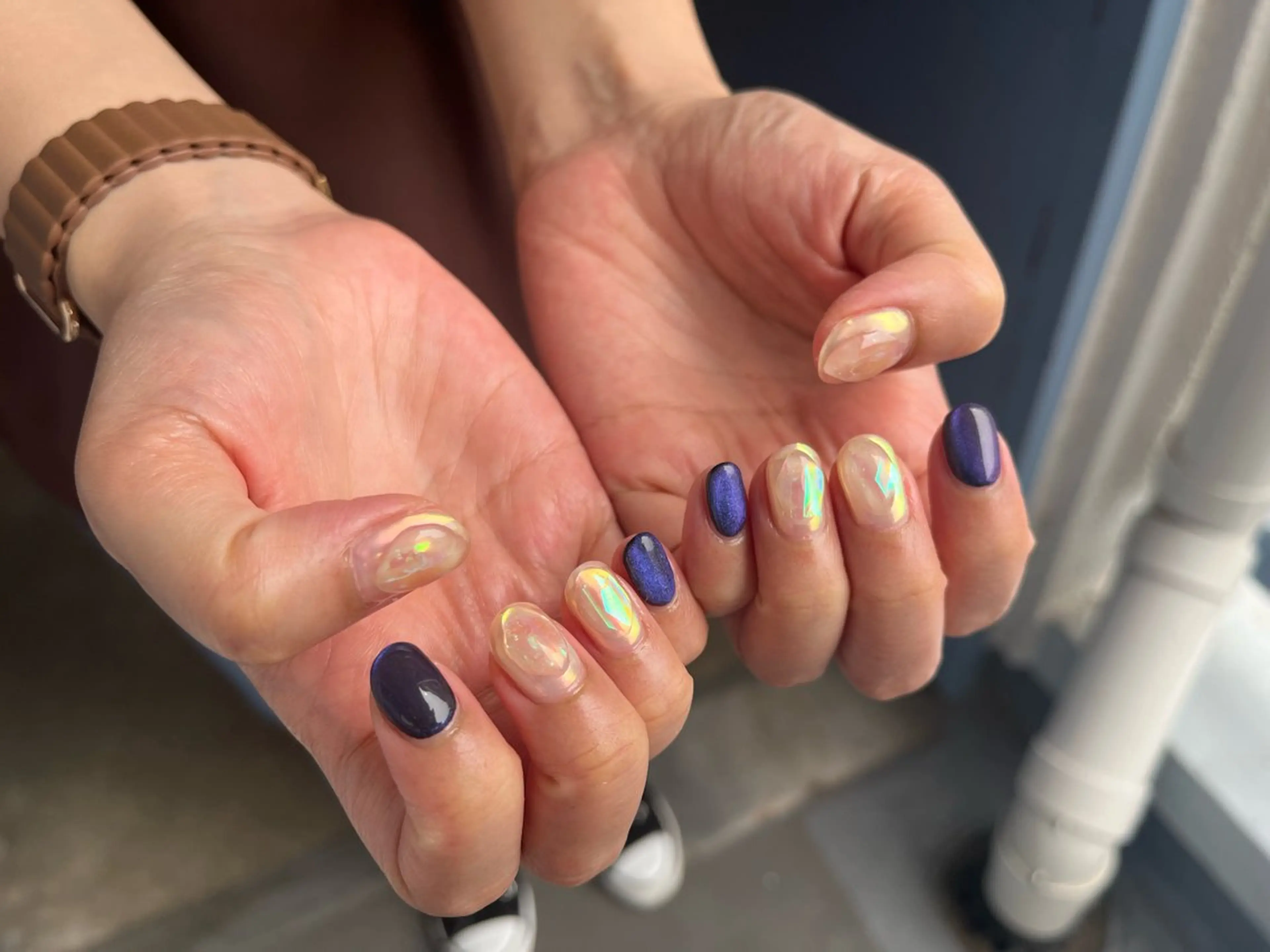 ネイル オーロラネイル フットネイル フレンチネイル ジェルネイル 氷ネイル・うるうるネイル kiki nail たまプラーザのネイルデザイン