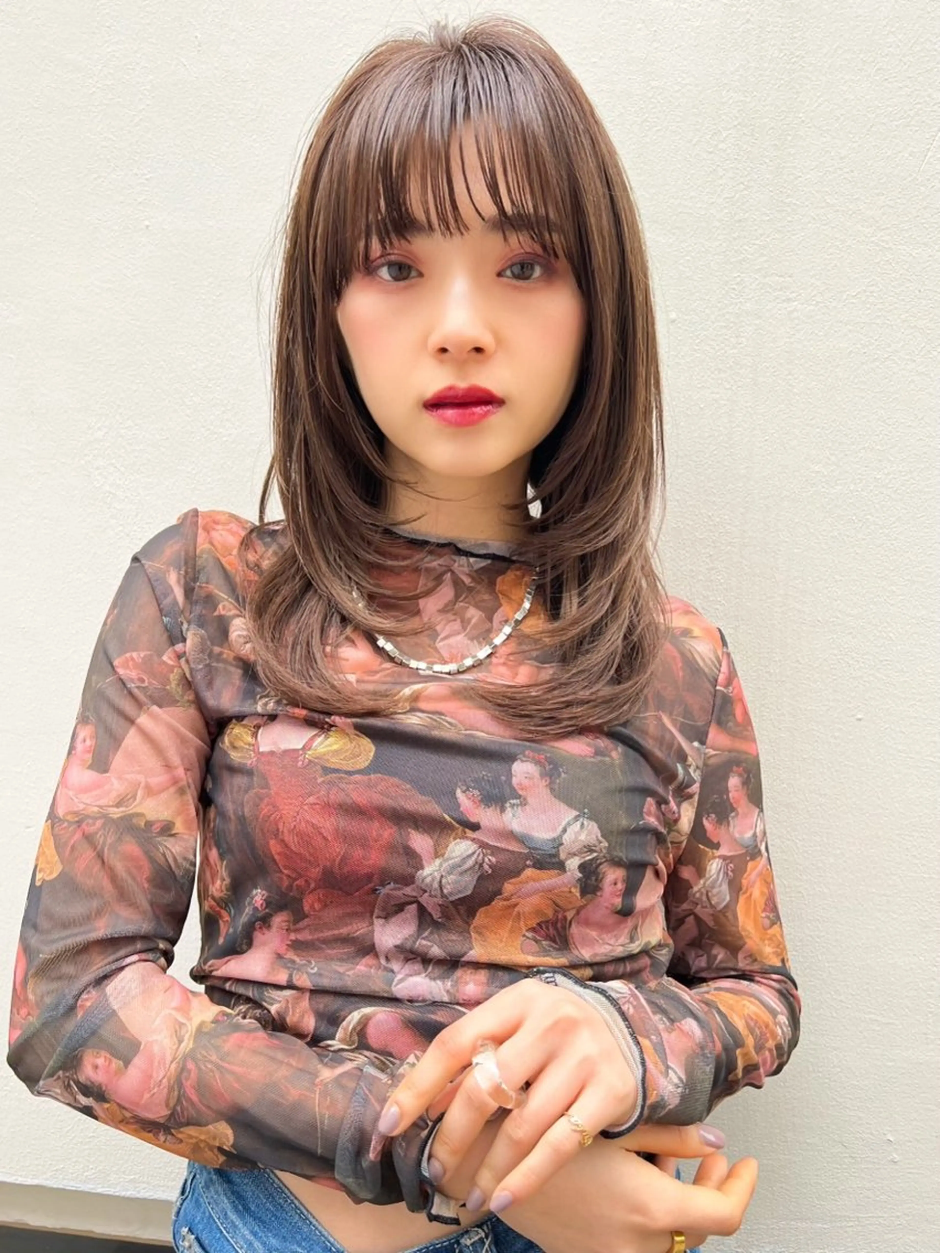 ミディアム カラー レイヤーカット MUSASHI ブリーチカラー◎のヘアスタイル