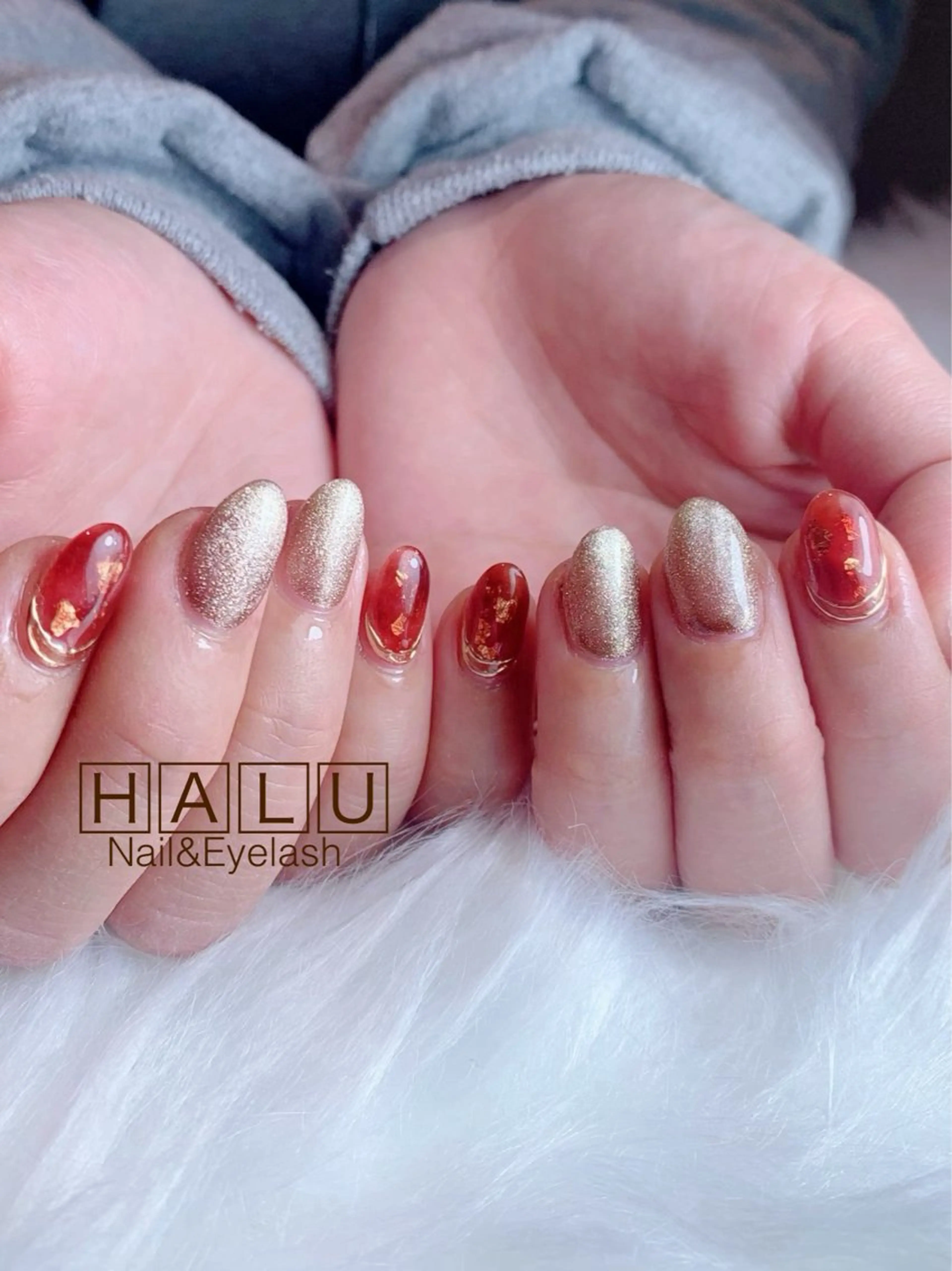 ネイル ニュアンスネイル 赤色 HALU ハルのネイルデザイン