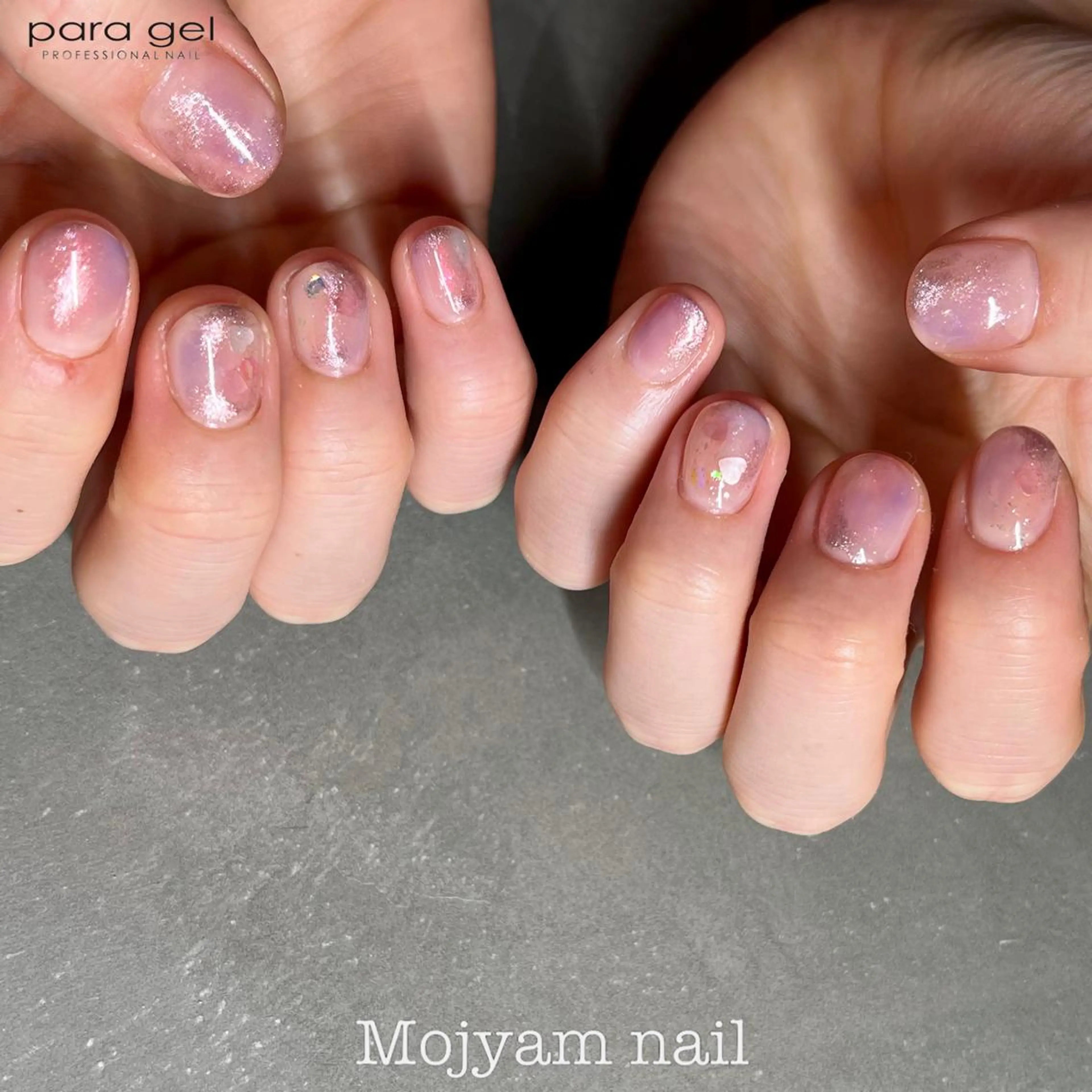 ネイル オーロラネイル キラキラネイル ミラーネイル 春ネイル ハンドネイル Mojyam nail所属・松本 実咲のネイルデザイン