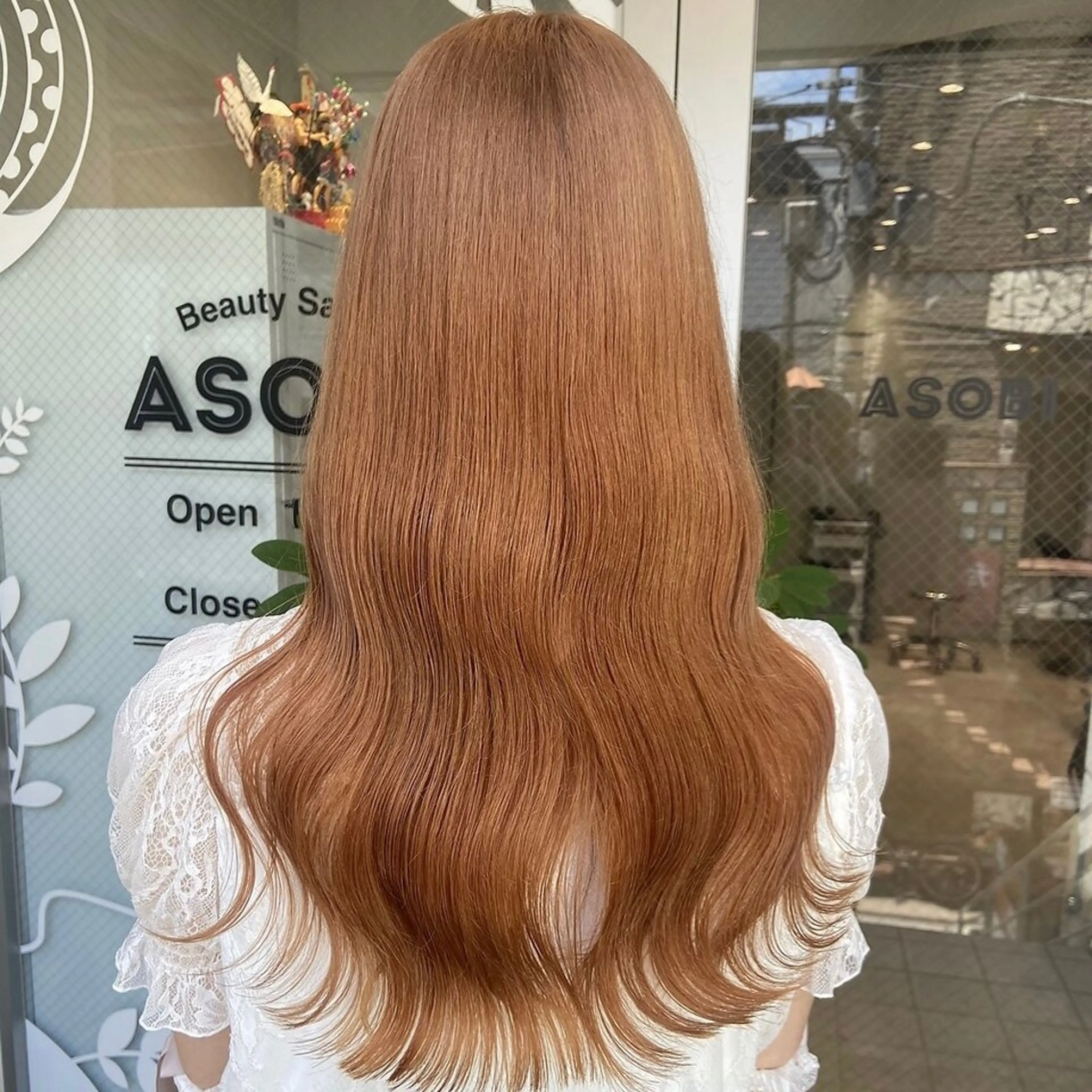 ロング カラー ベージュカラー ブリーチ ハイトーンカラー オレンジ オレンジベージュ 💖ブリーチ/暖色 𝐘𝐮𝐢💖のヘアスタイル