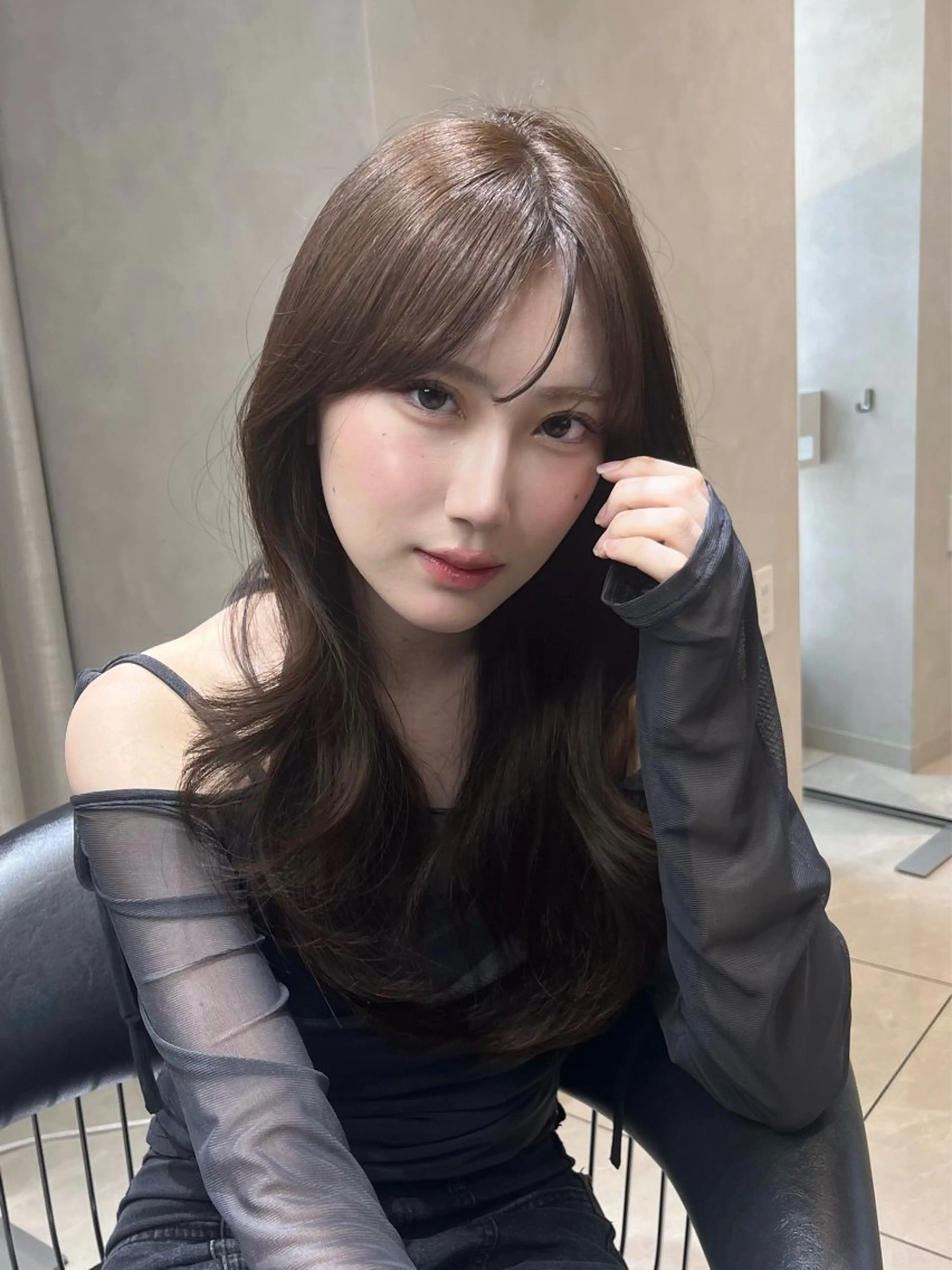 セミロング カラー カット ヘアカラー トリートメント 韓国レイヤー×モテ髪 /MITSUKI🤍のヘアスタイル