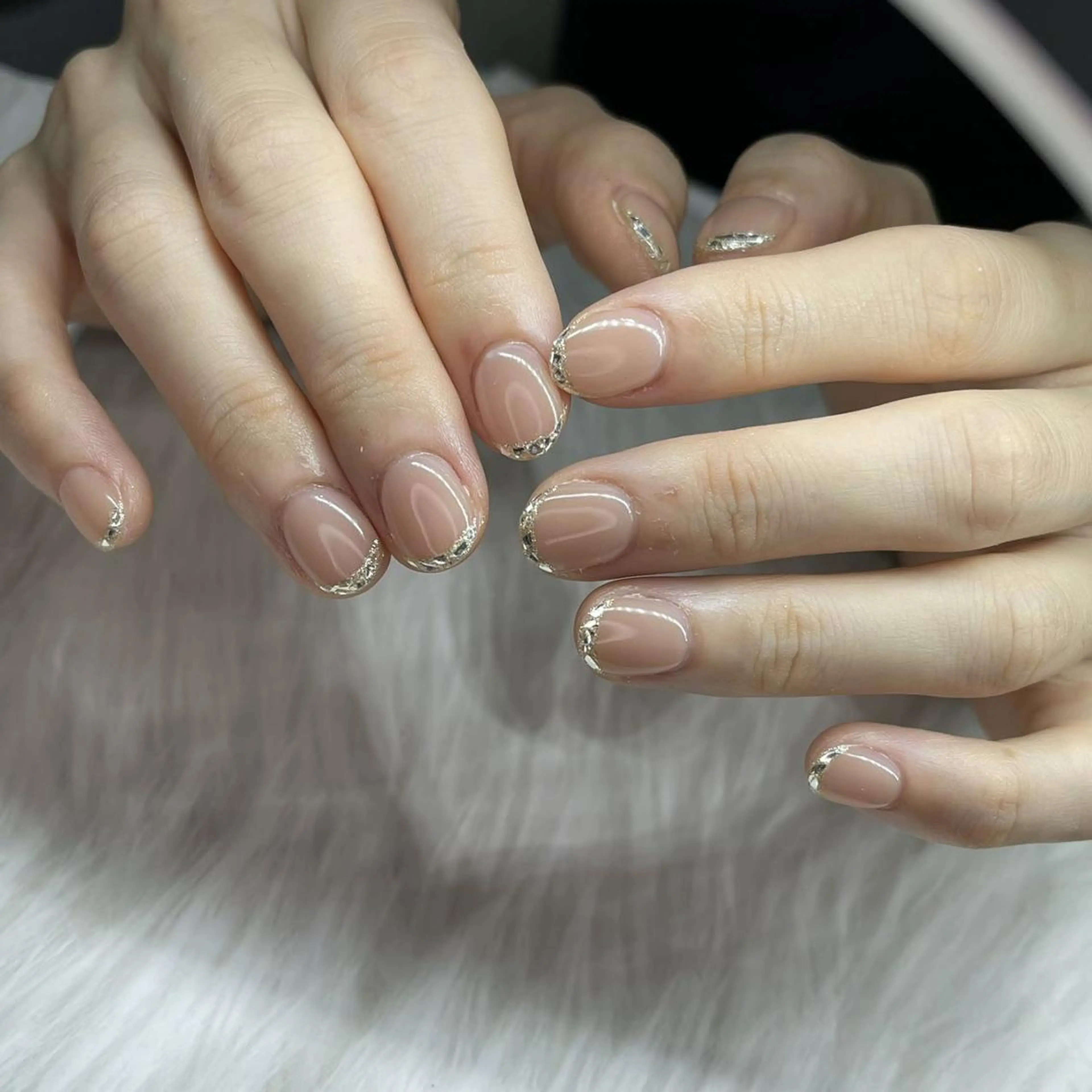 ネイル フレンチネイル ガラスフレンチ ミラーネイル Queens ゲンのネイルデザイン