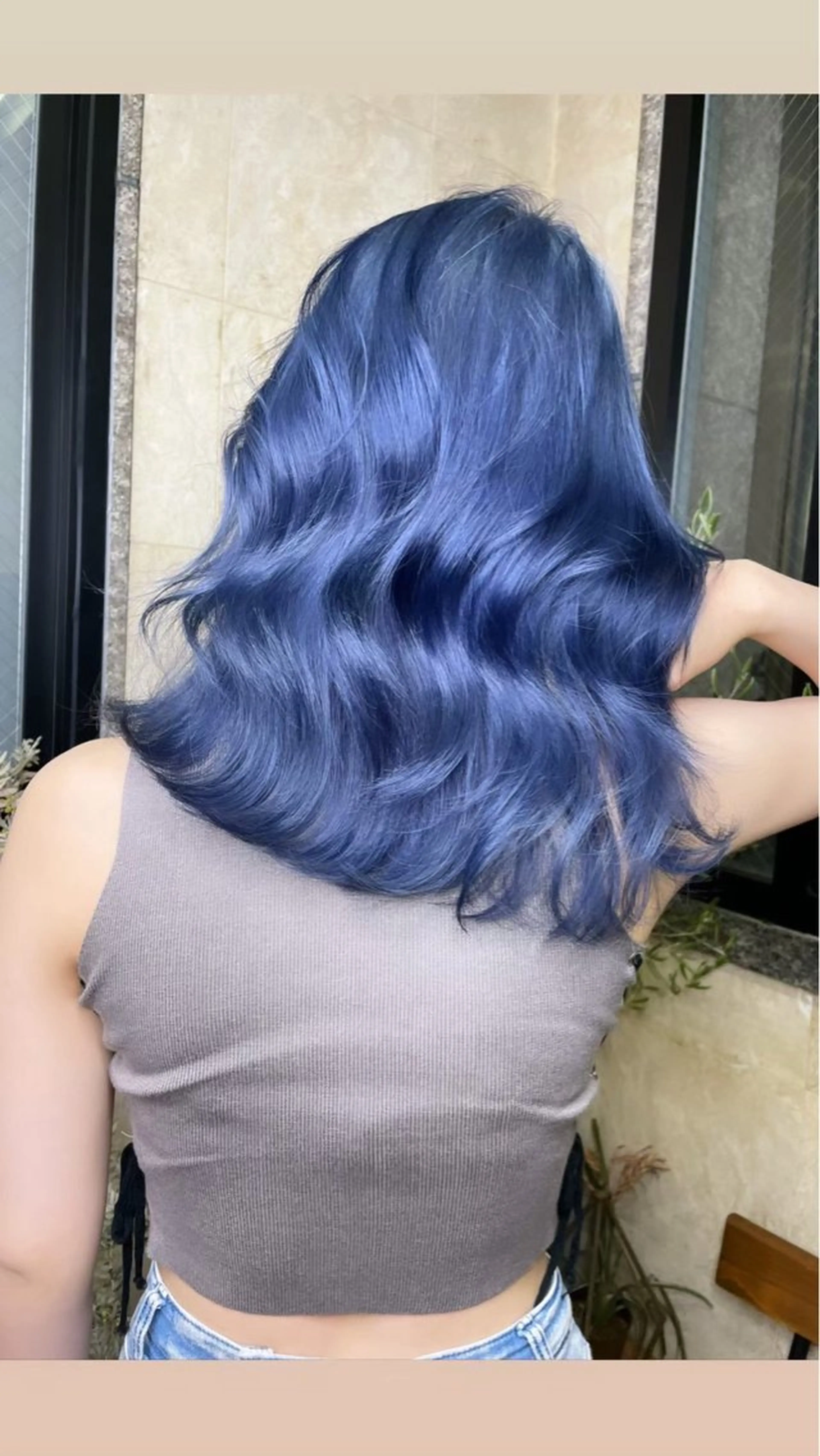 ロング カラー ブルーカラー ネイビーカラー MUSASHI ブリーチカラー◎のヘアスタイル