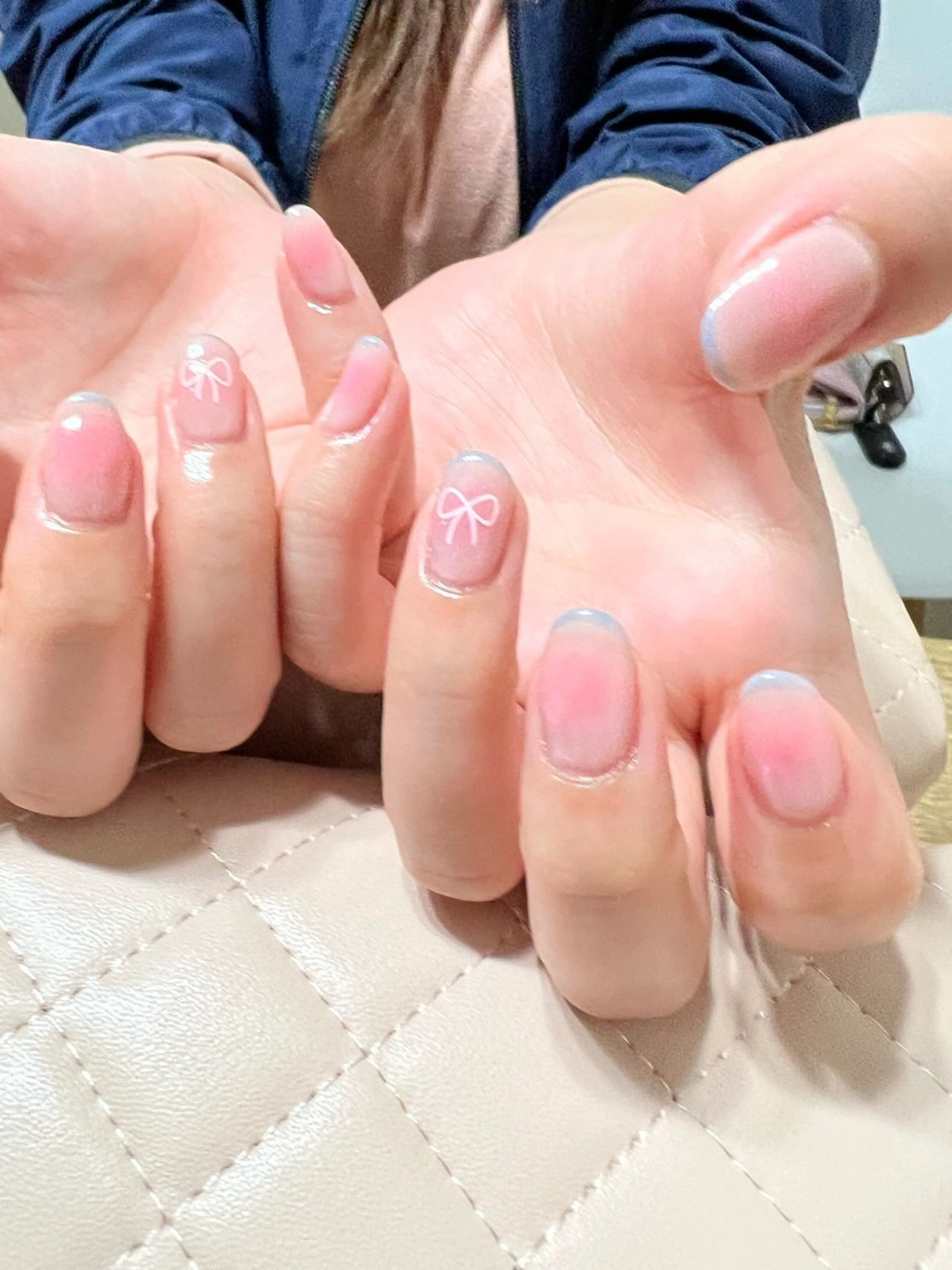 ネイル チークネイル 水色 リボン PARU nailのその他イメージ