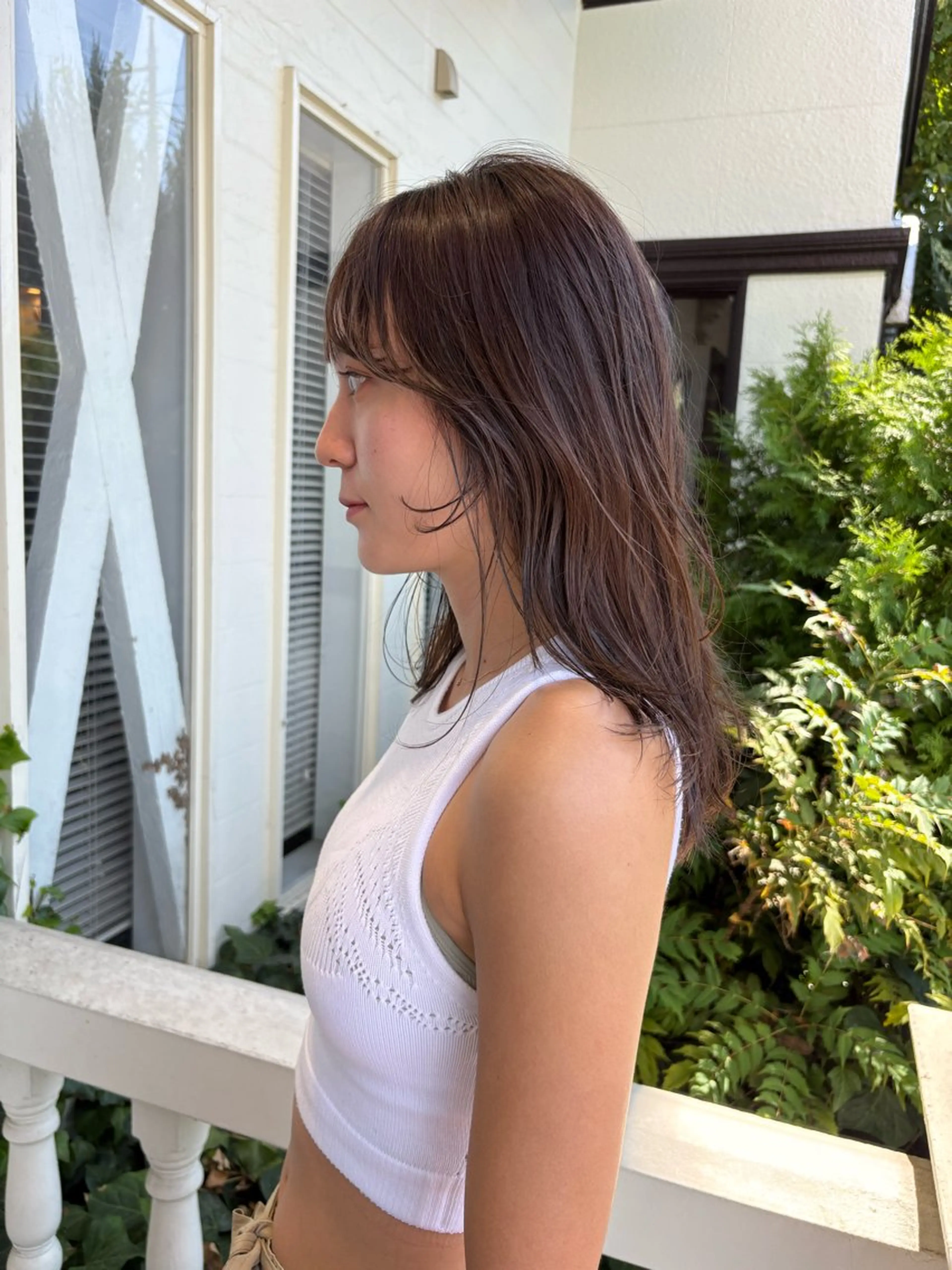 ロング カラー グレージュ 顔周りカット レイヤーカット カット ヘアカラー トリートメント 江原 彩華のヘアスタイル