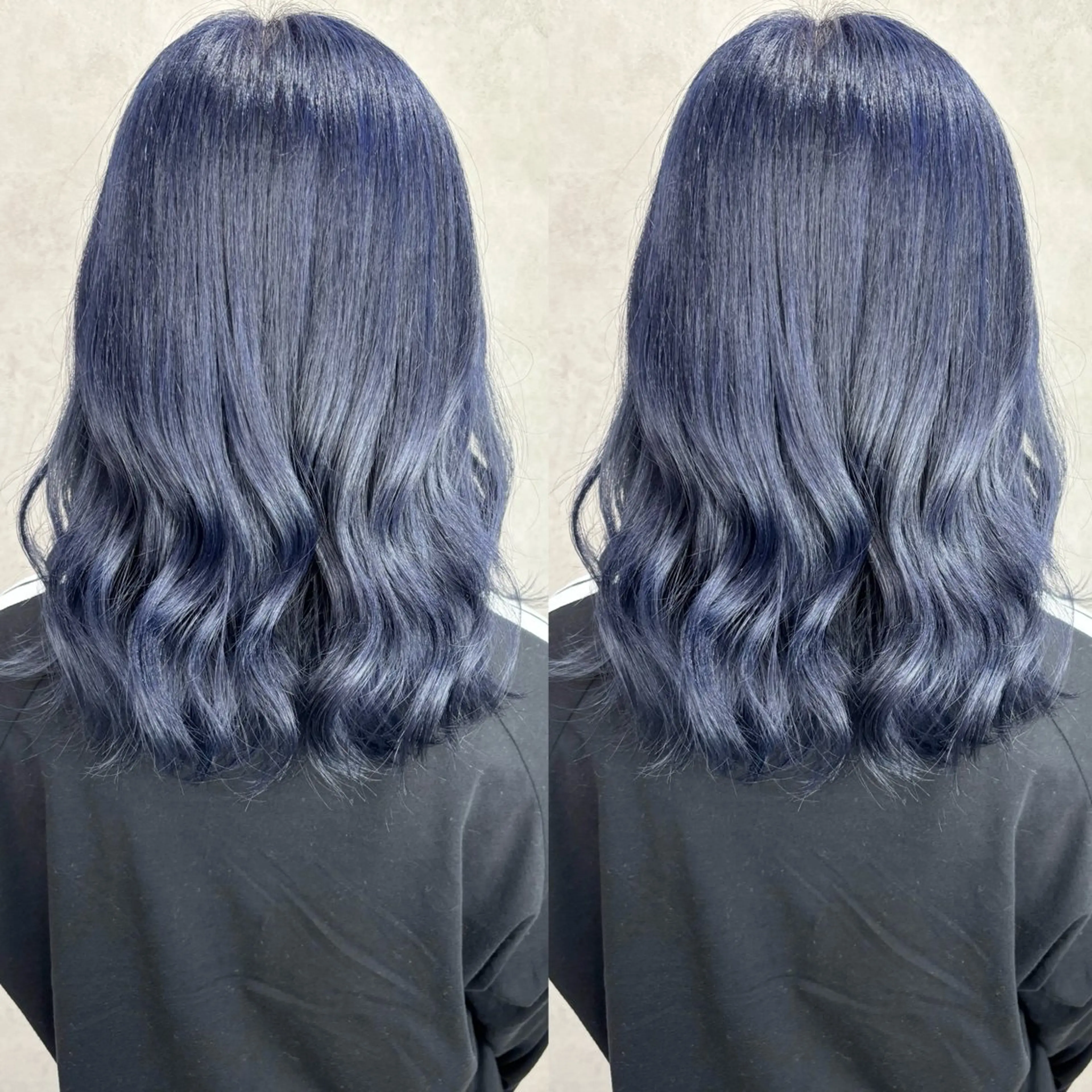 ミディアム カラー ブリーチ ブルーカラー ネイビーカラー ヘアカラー 💎色落ち綺麗に白肌 ラベンダー💎りんのヘアスタイル