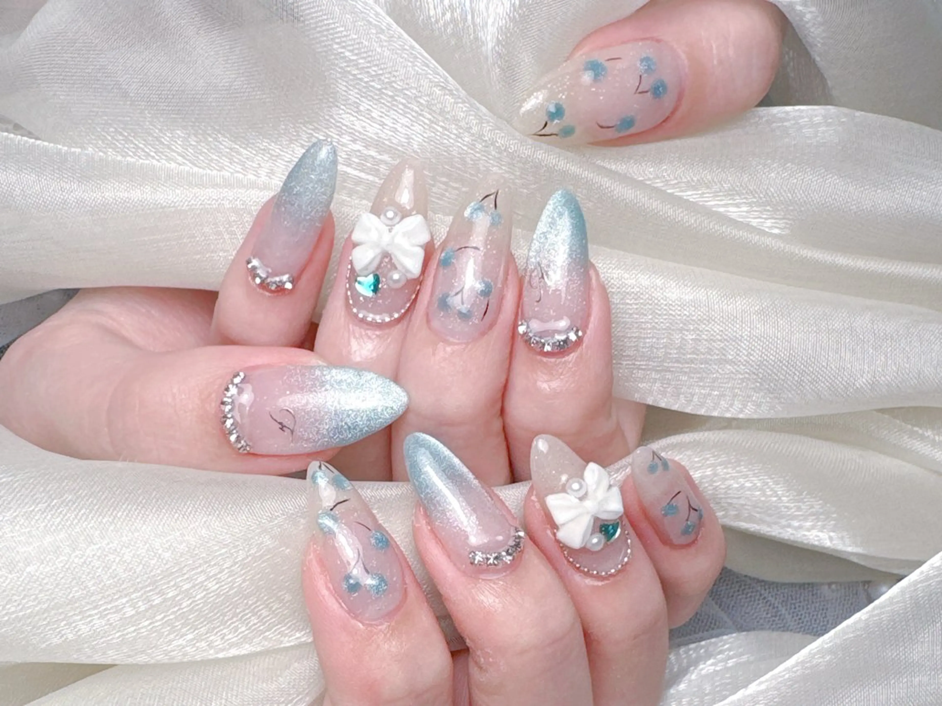 ネイル 長さ出し フレンチネイル ジェルネイル ガラスフレンチ 韓国ネイル ハンドネイル ハンドケア HD Studioのネイルデザイン