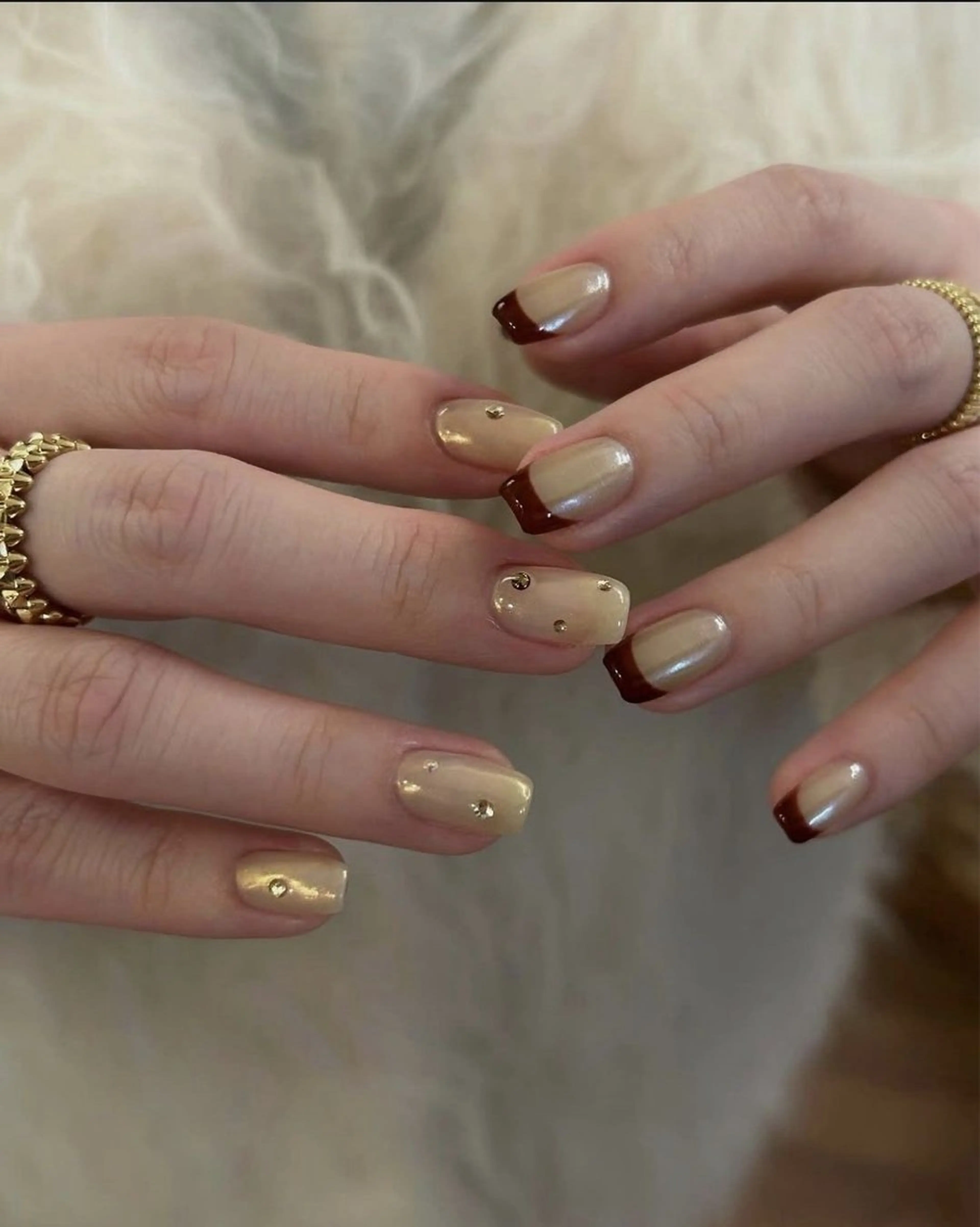 ネイル 韓国ネイル 持ち込み ニュアンスネイル ネイルチップ 冬ネイル RINN ANA.CHUOのネイルデザイン