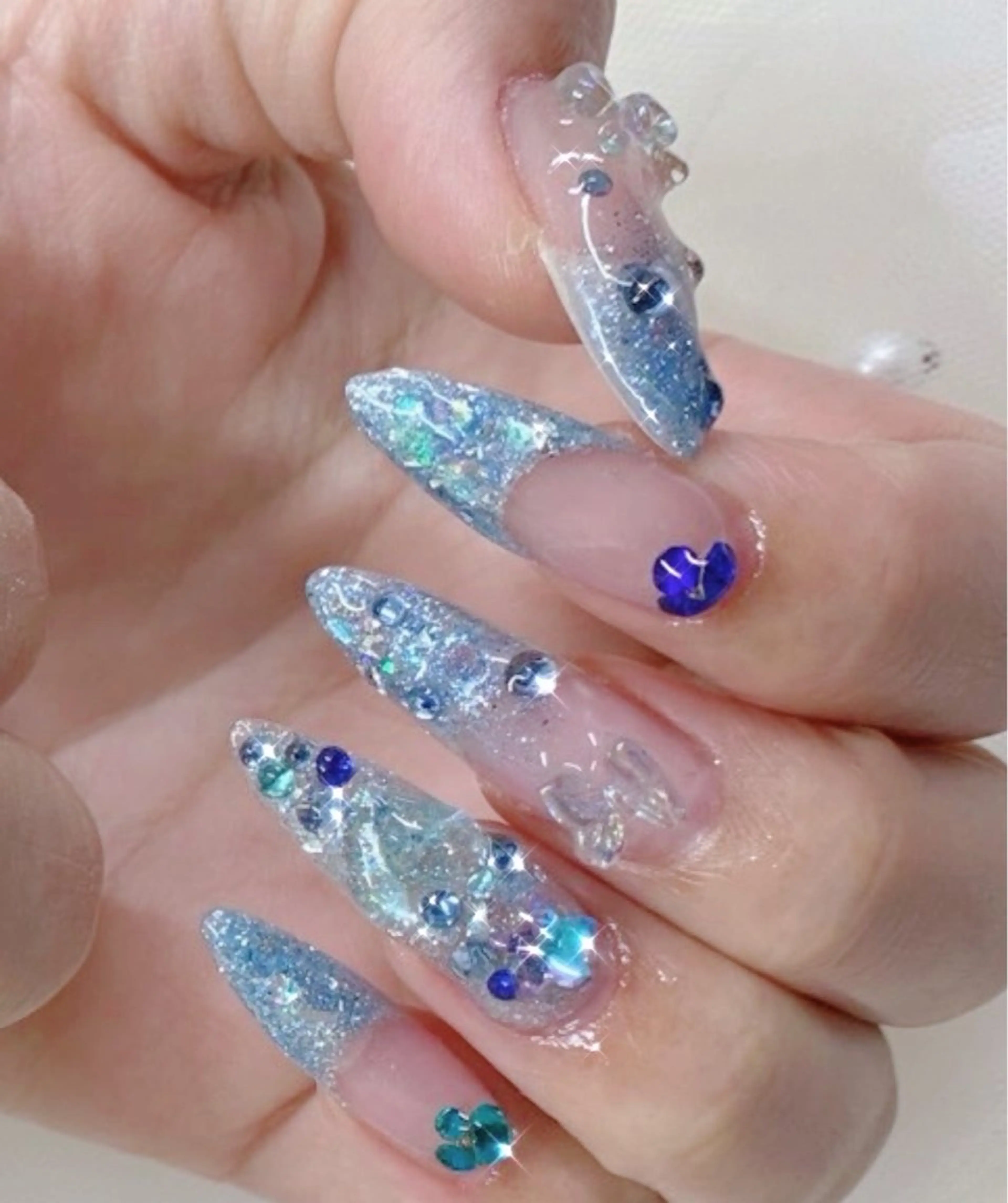 ネイル ダブルフレンチ フレンチネイル ガラスフレンチ マグネットネイル ミラーネイル ハンドネイル 大門浜松町 ネイルのネイルデザイン