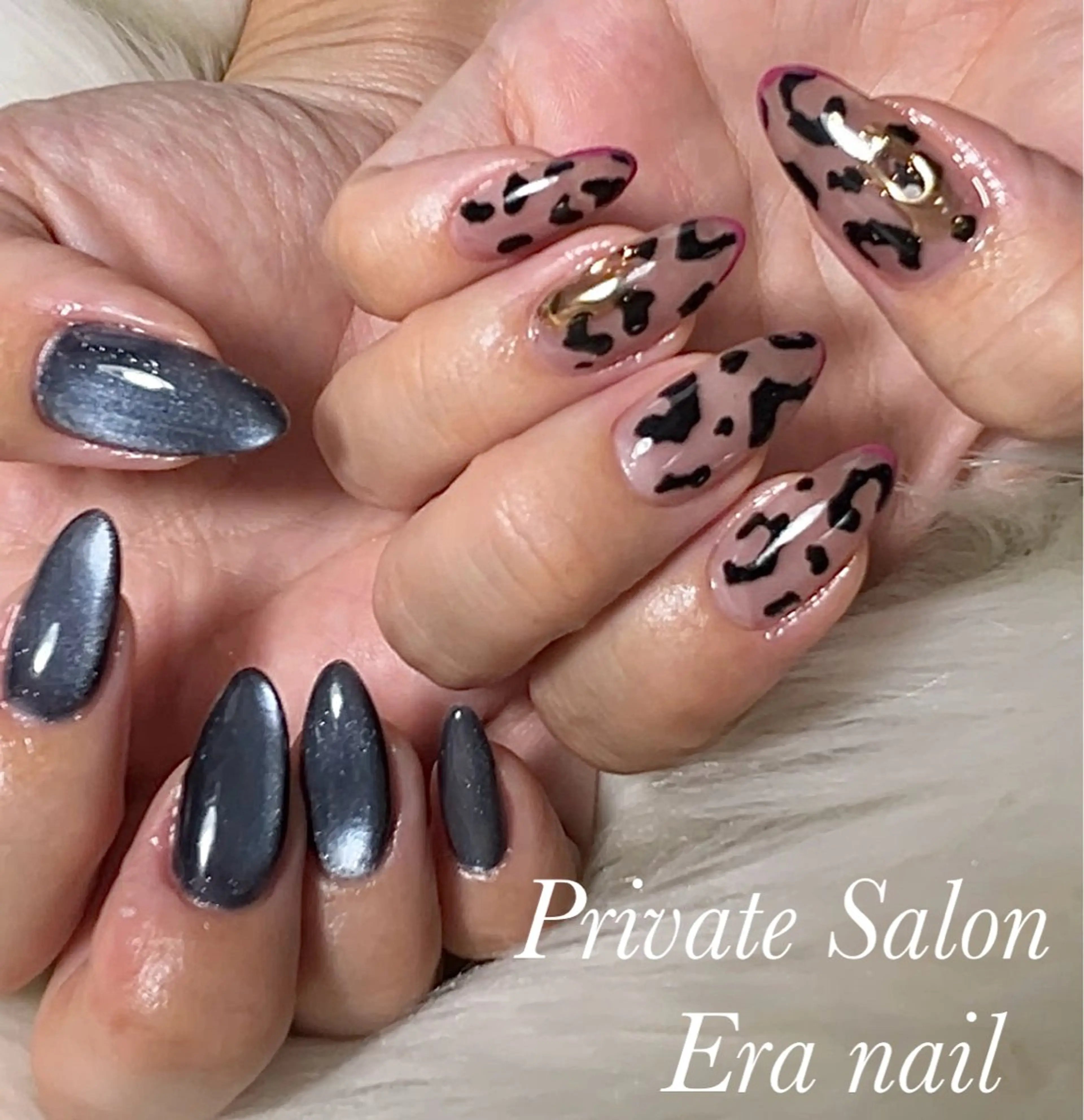 ネイル アニマル柄 マグネットネイル ハンドネイル Era nailのネイルデザイン