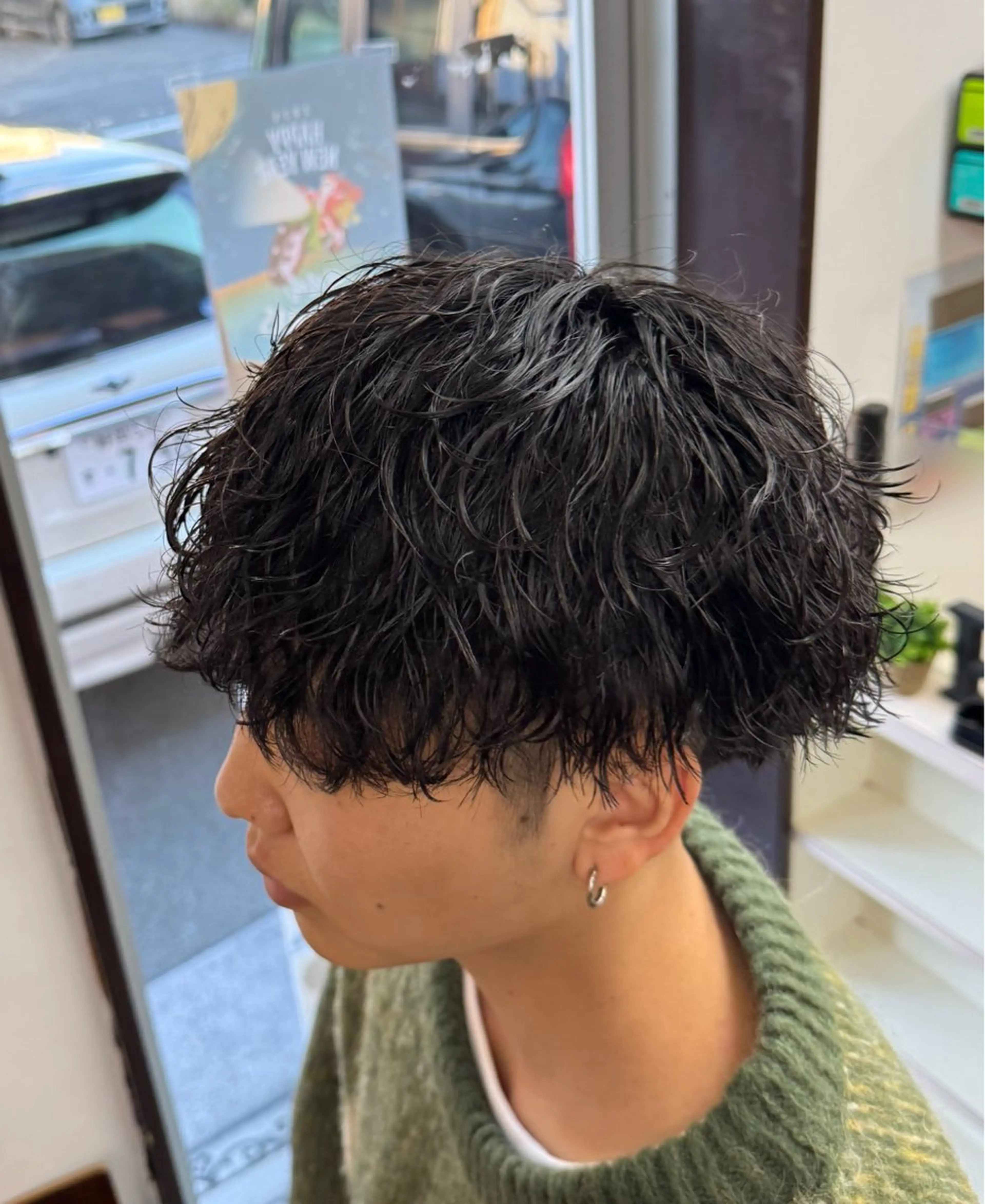 ミディアム メンズ 波巻きパーマ カット パーマ 焼津メンズパーマ特化 大石雄生のヘアスタイル