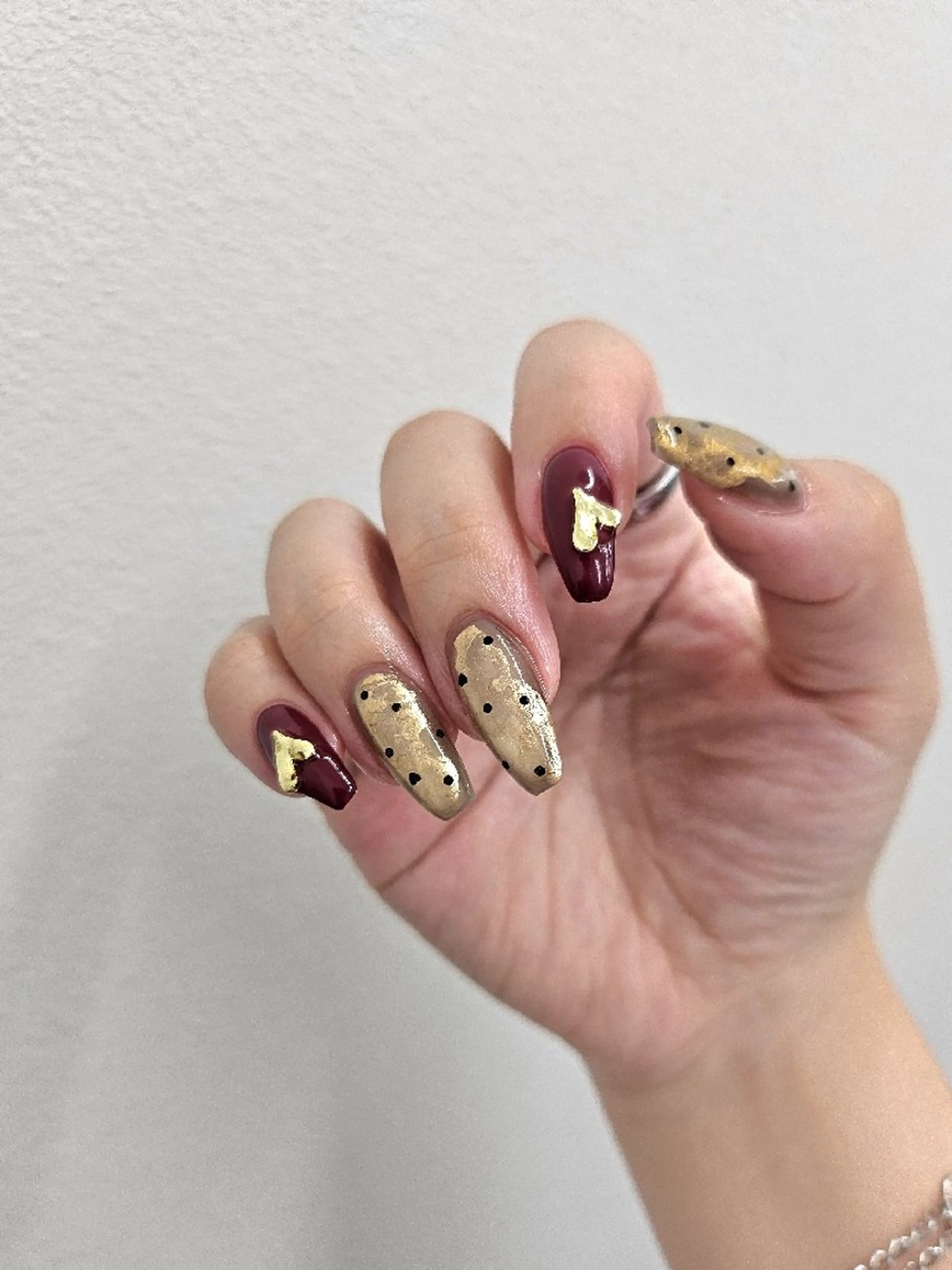 ネイル ドット ジェルネイル ハート 持ち込み パラジェル ハンドネイル puku nail 🌼kazu🌼のネイルデザイン