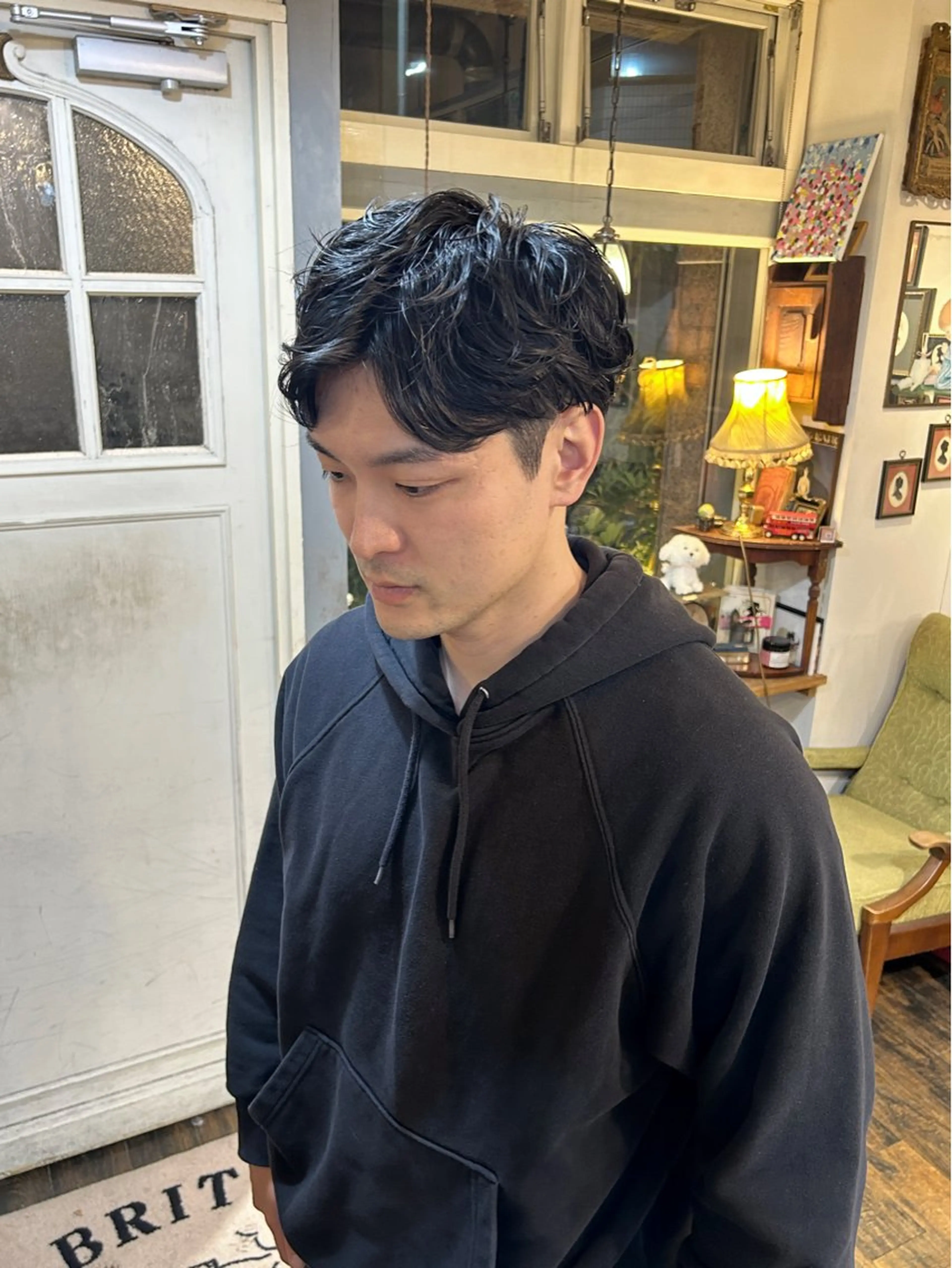 ショート パーマ メンズ カット パーマ 清水千優/パーマ/透 明感カラー/メンズのヘアスタイル