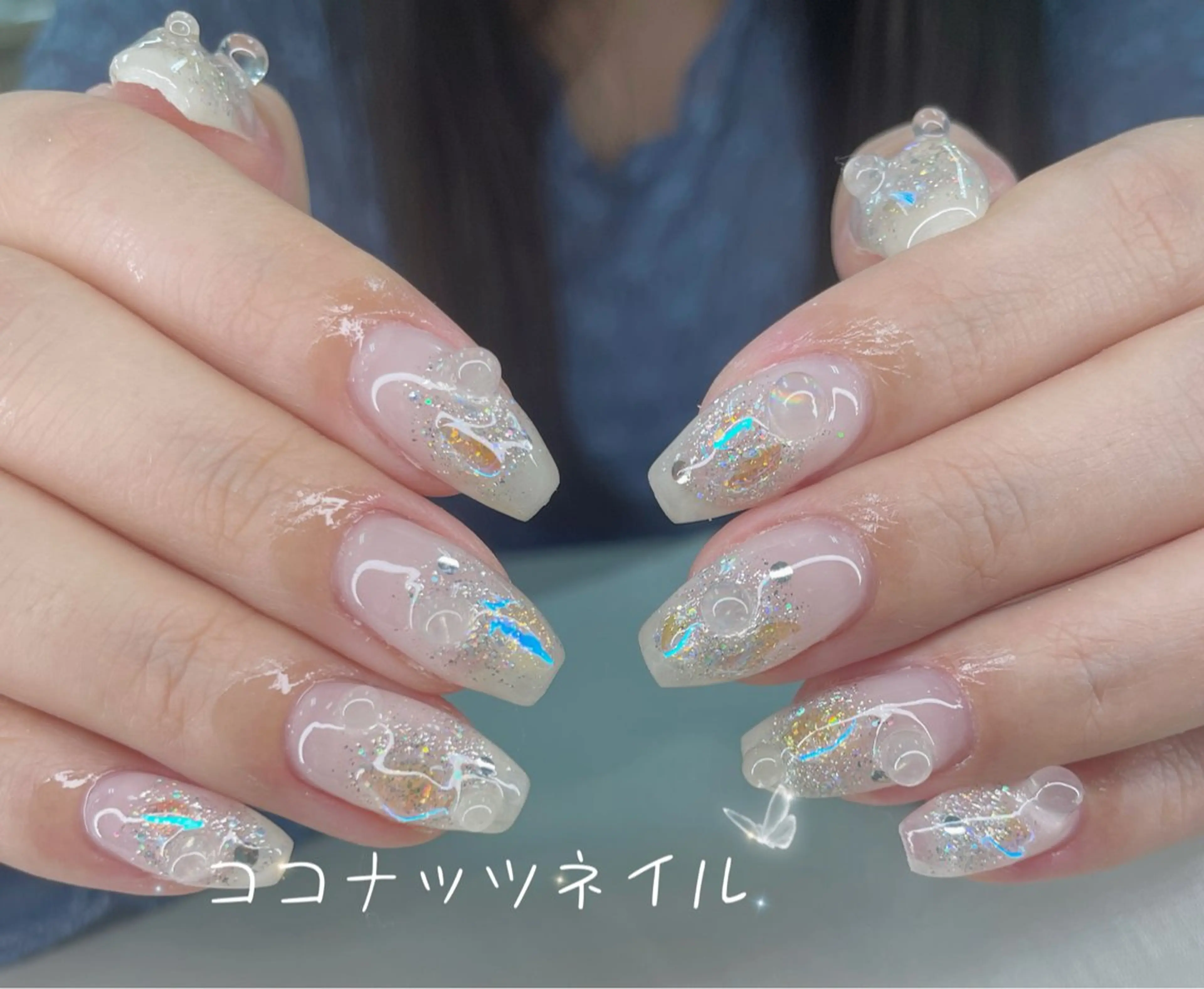 ネイル べっ甲ネイル フレンチネイル キラキラネイル マグネットネイル 大理石ネイル(マーブル) ハンドネイル 神田 ココナッツのネイルデザイン