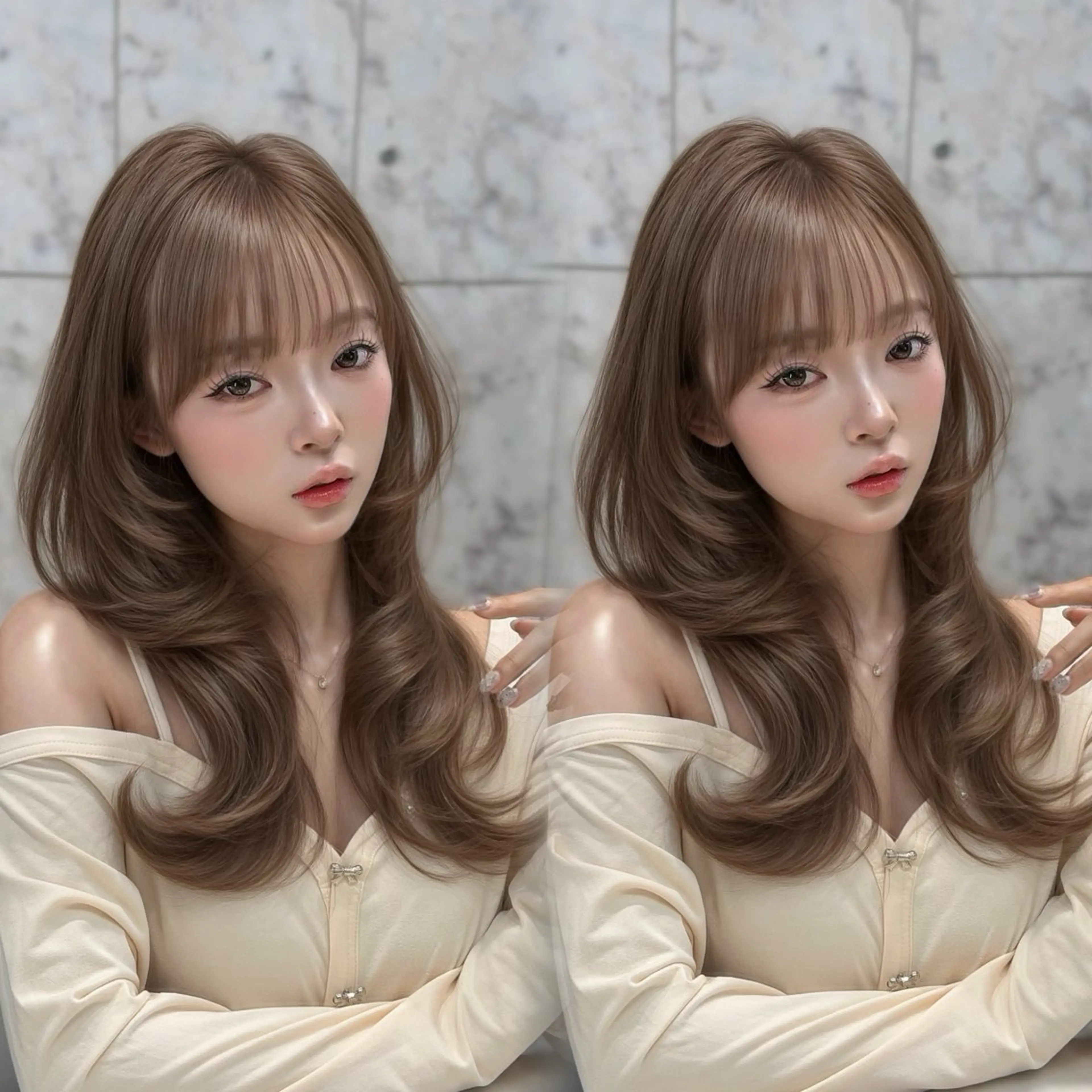 セミロング カラー カット ヘアカラー トリートメント 新宿/韓国風レイヤー 髪質改善/渋谷直樹のヘアスタイル