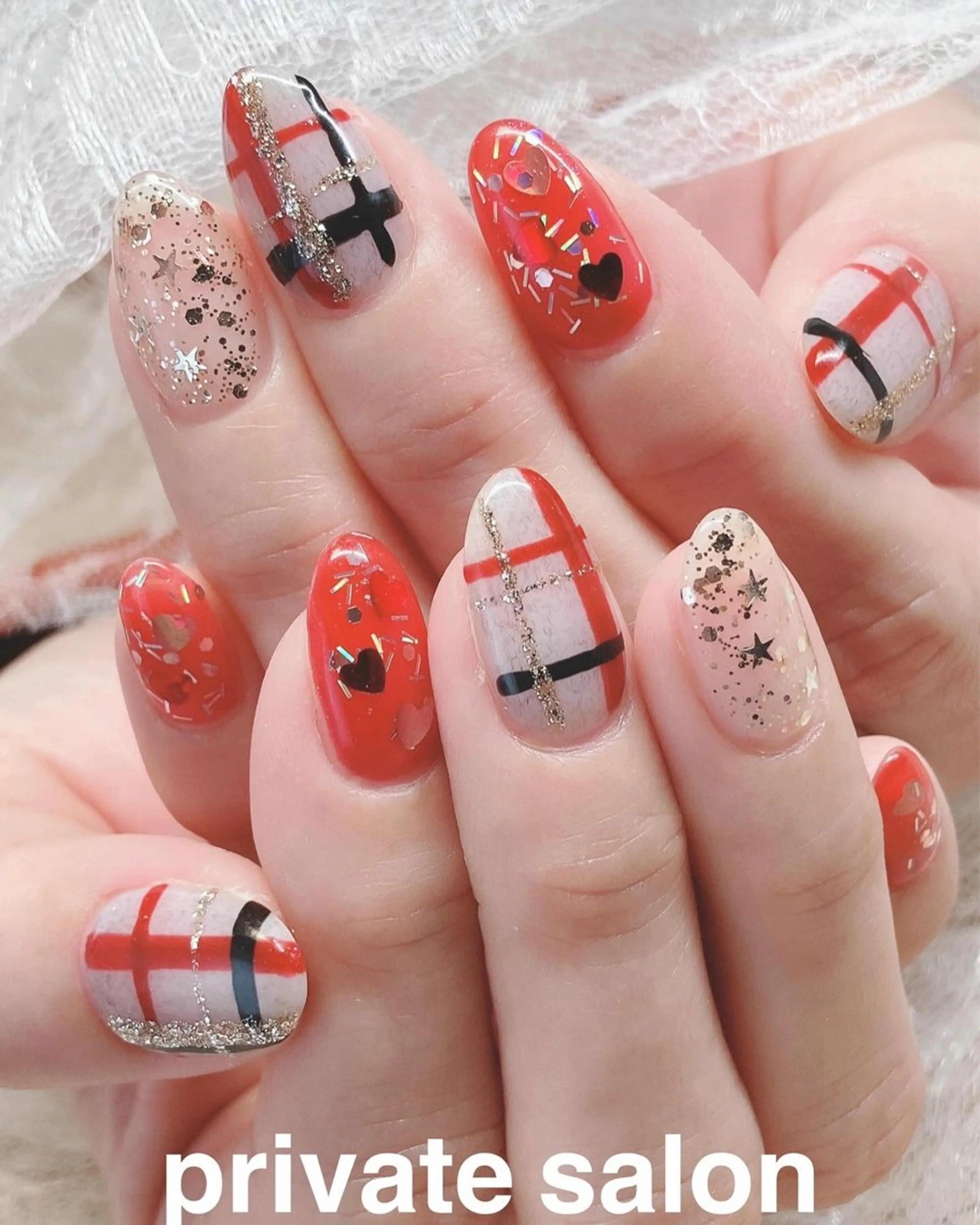 ネイル バレンタイン ハンドネイル あおやま りえのマツエク・マツパデザイン