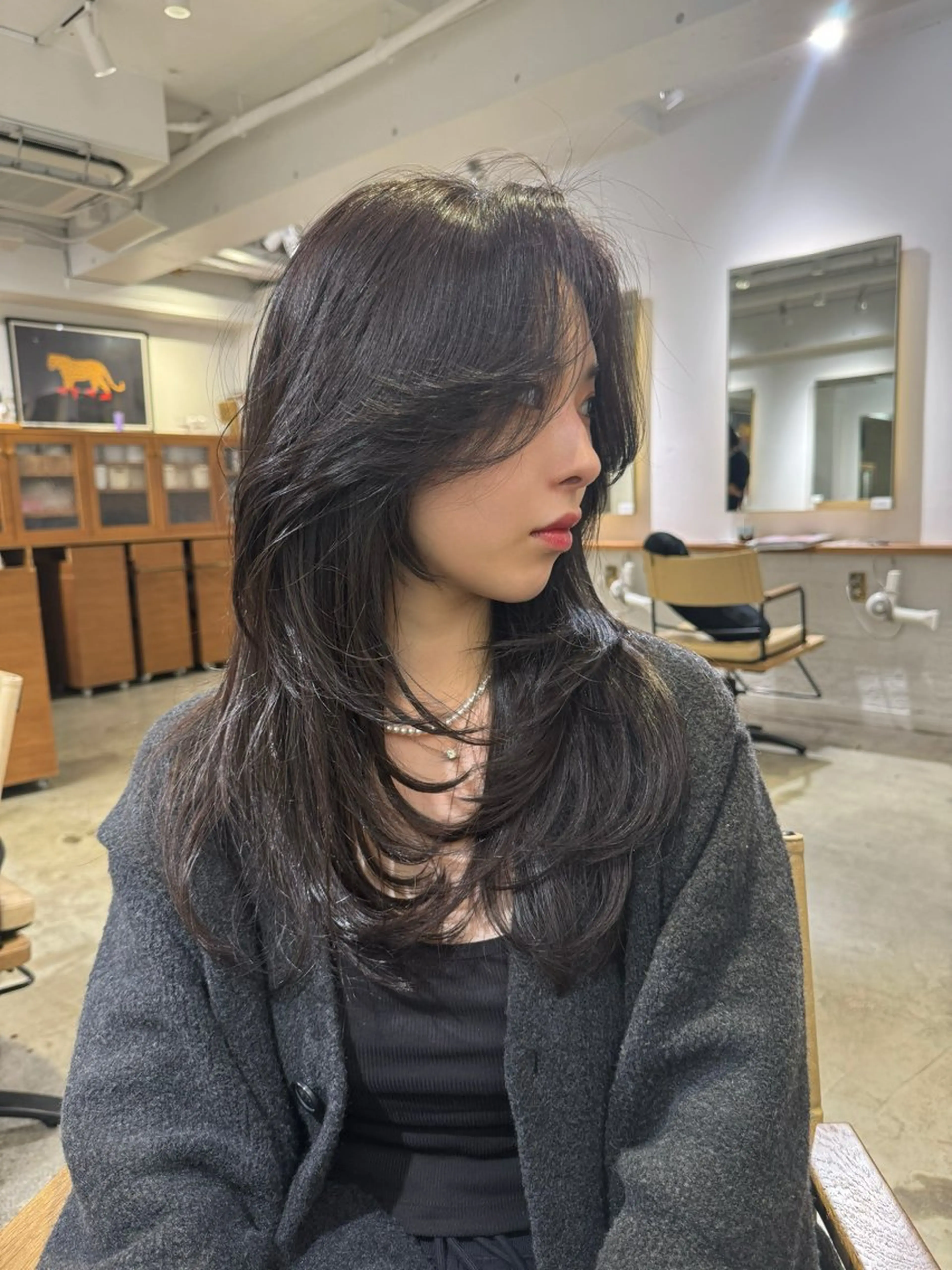 ロング カラー アッシュ アッシュブラウン ベージュカラー ブラウンカラー ダークアッシュ ナガミネアリサ/ 学芸大学/海外ヘアのヘアスタイル