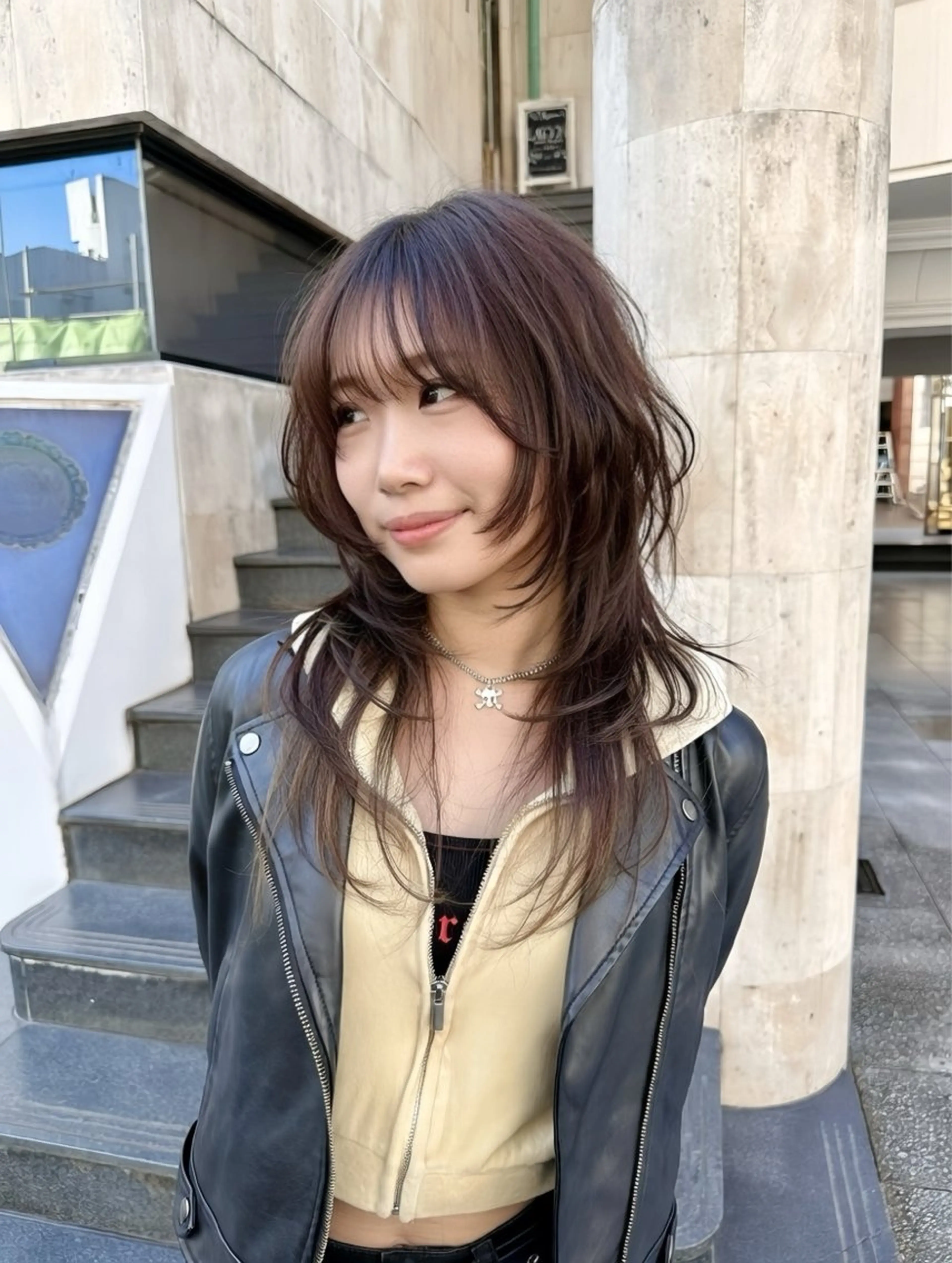 ロング ボブ 顔まわりレイヤー ハッシュカット ハイレイヤー 韓国風ヘア カット ヘアカラー トリートメント ヘッドスパ 韓国系レイヤー特化 hiroのヘアスタイル