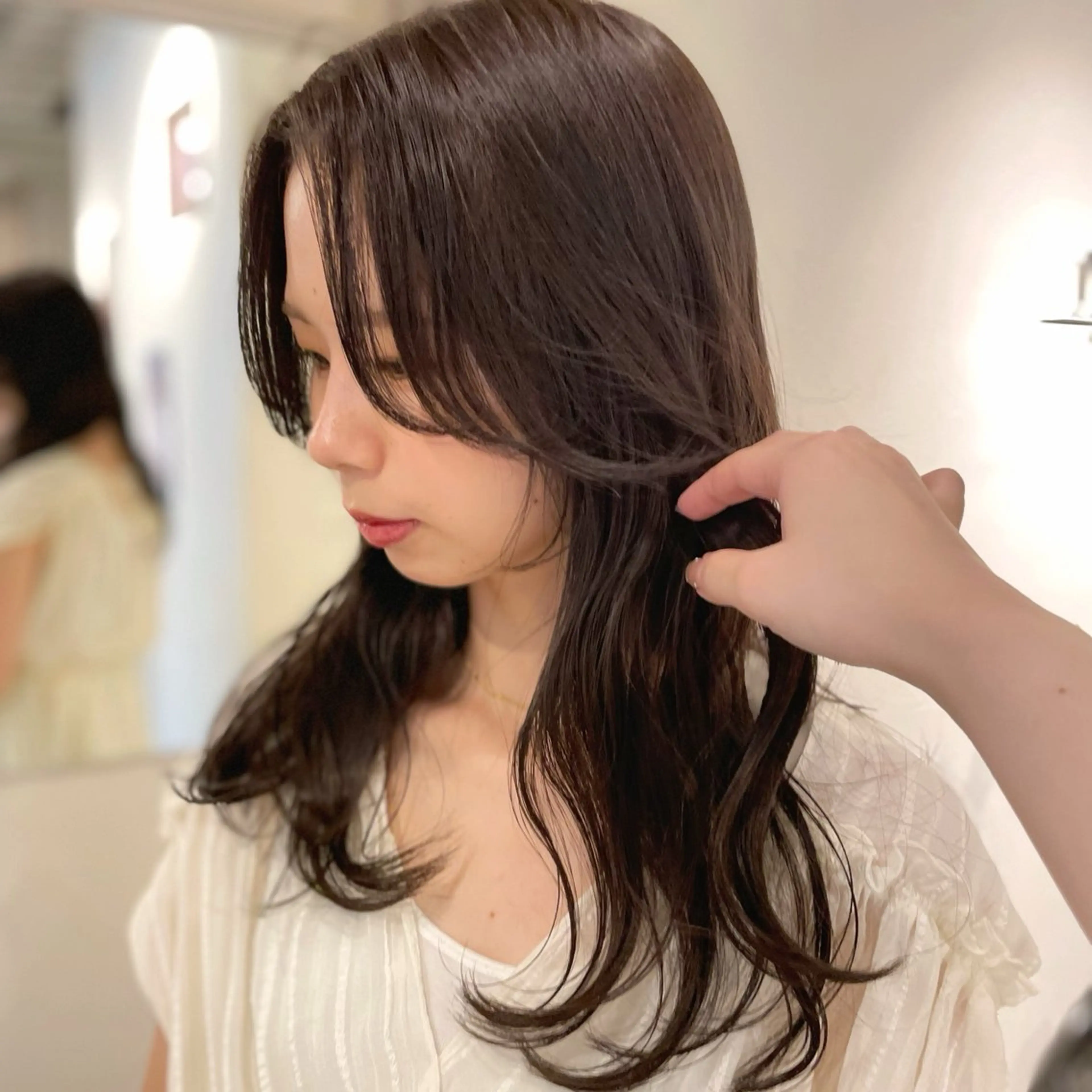 ロング カラー 透明感カラー 顔周りカット noa hair design 町田店所属・miyu♡̷̷ 韓国ヘア/顔まわりのヘアスタイル