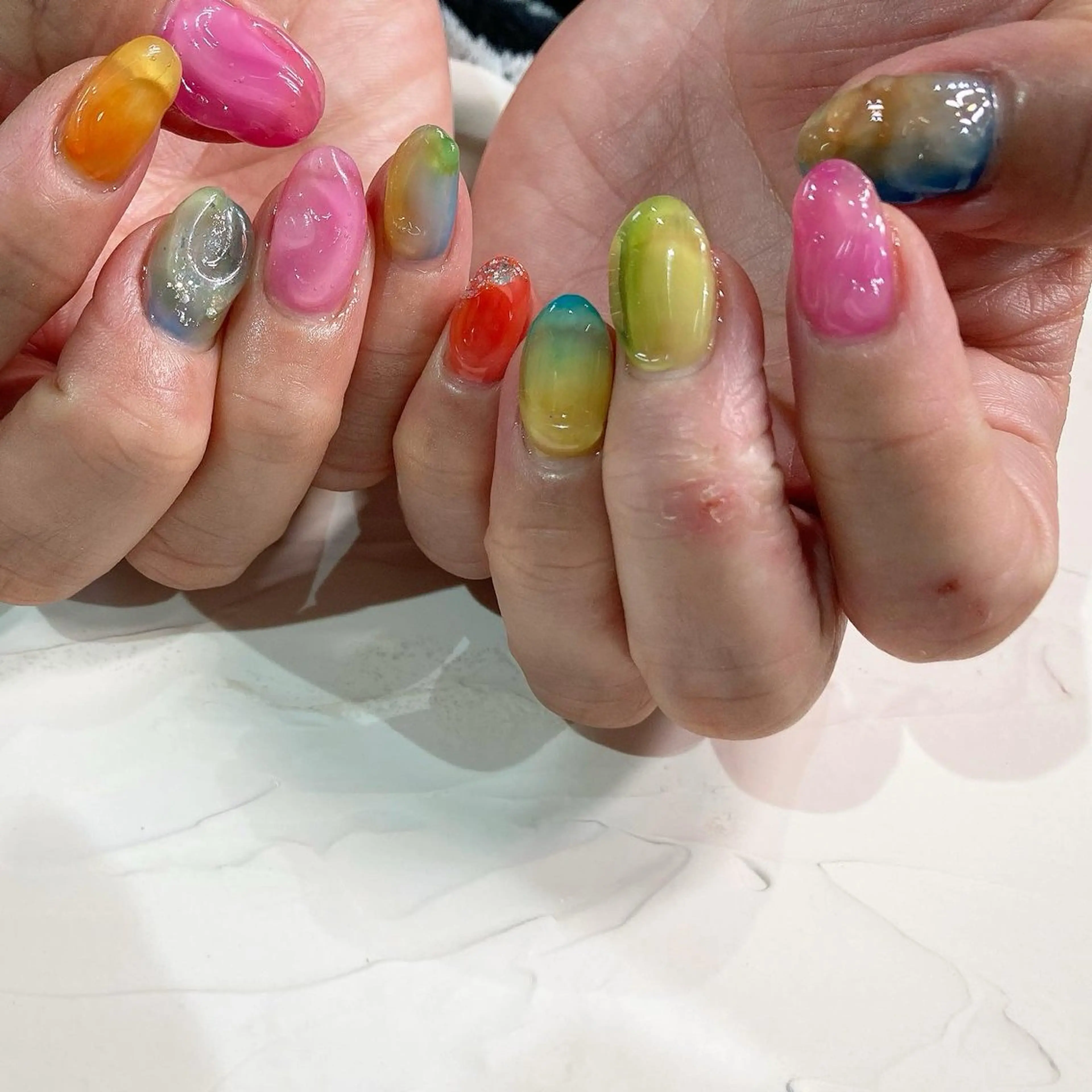 ネイル クリアネイル ぷっくりネイル ハンドネイル 【Bright】 Rieのネイルデザイン