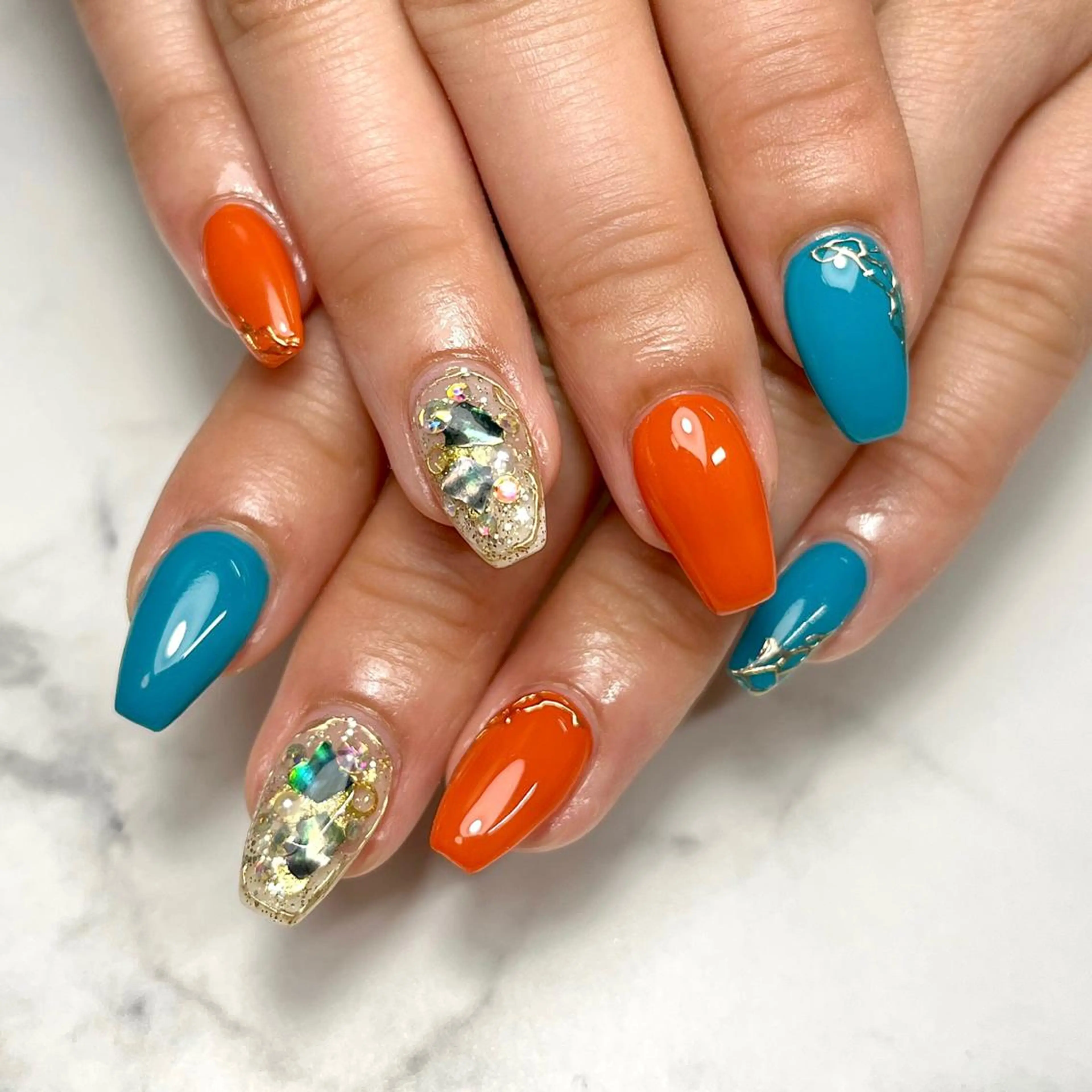 ネイル アートネイル ブルー クリアネイル ジェルネイル 氷ネイル・うるうるネイル ハンドネイル NAIL NOWのネイルデザイン