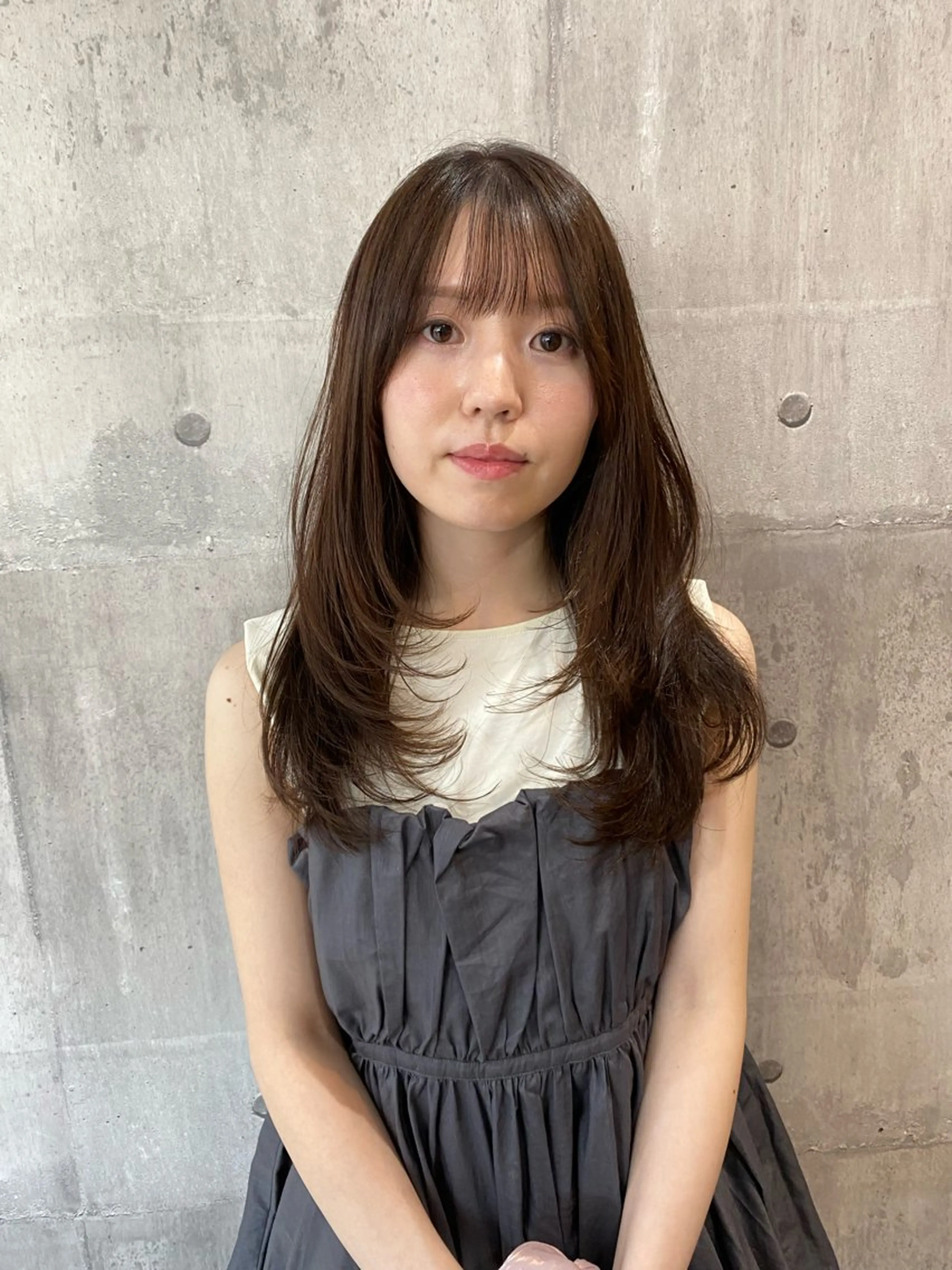 ロング カラー 顔周りカット レイヤーカット ロング enrichミヤモト ヒロヤのヘアスタイル