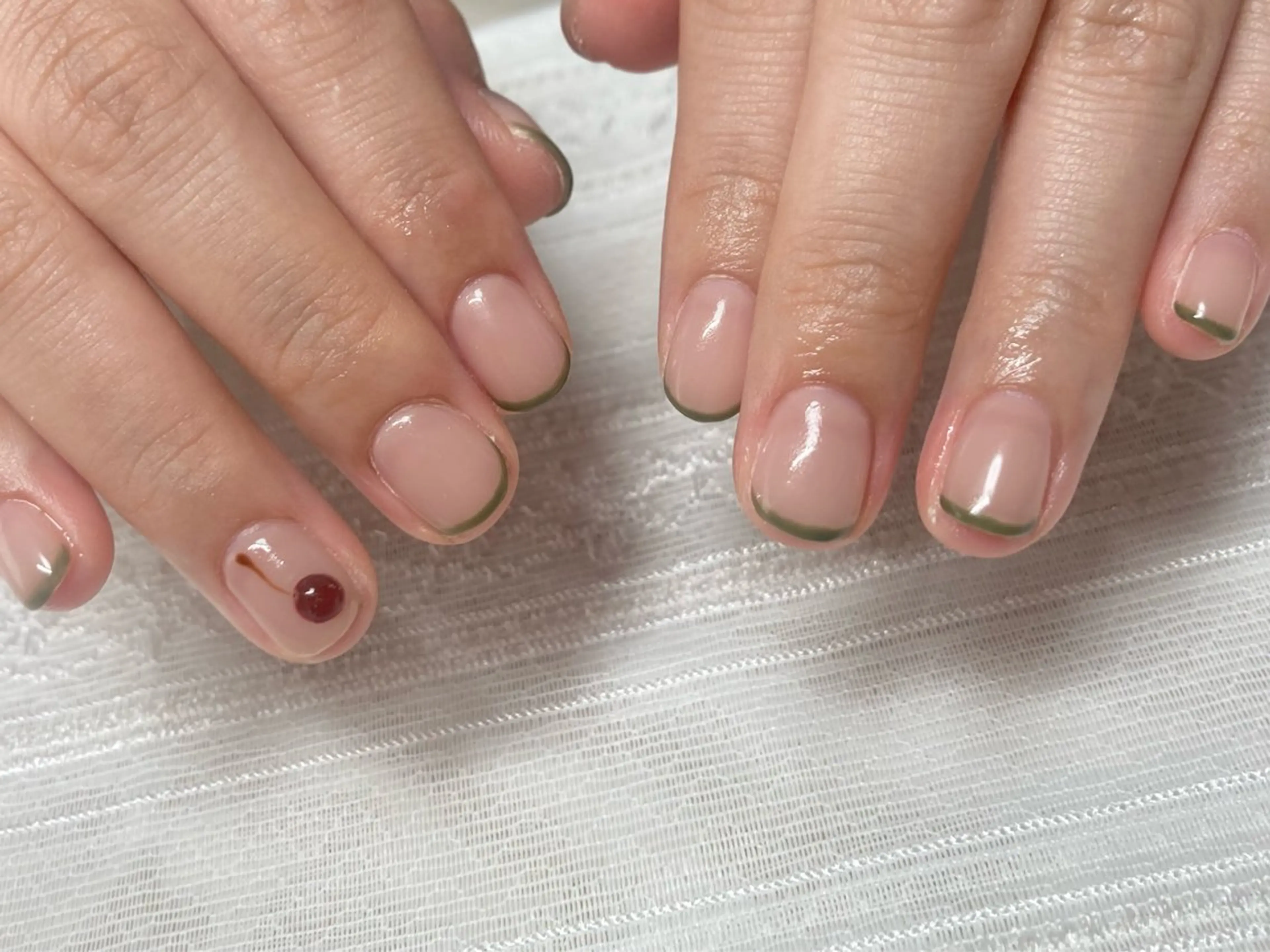 ネイル アートネイル フレンチネイル グリーン 持ち込み nail  salon pista所属・Ｋ． Michiのネイルデザイン