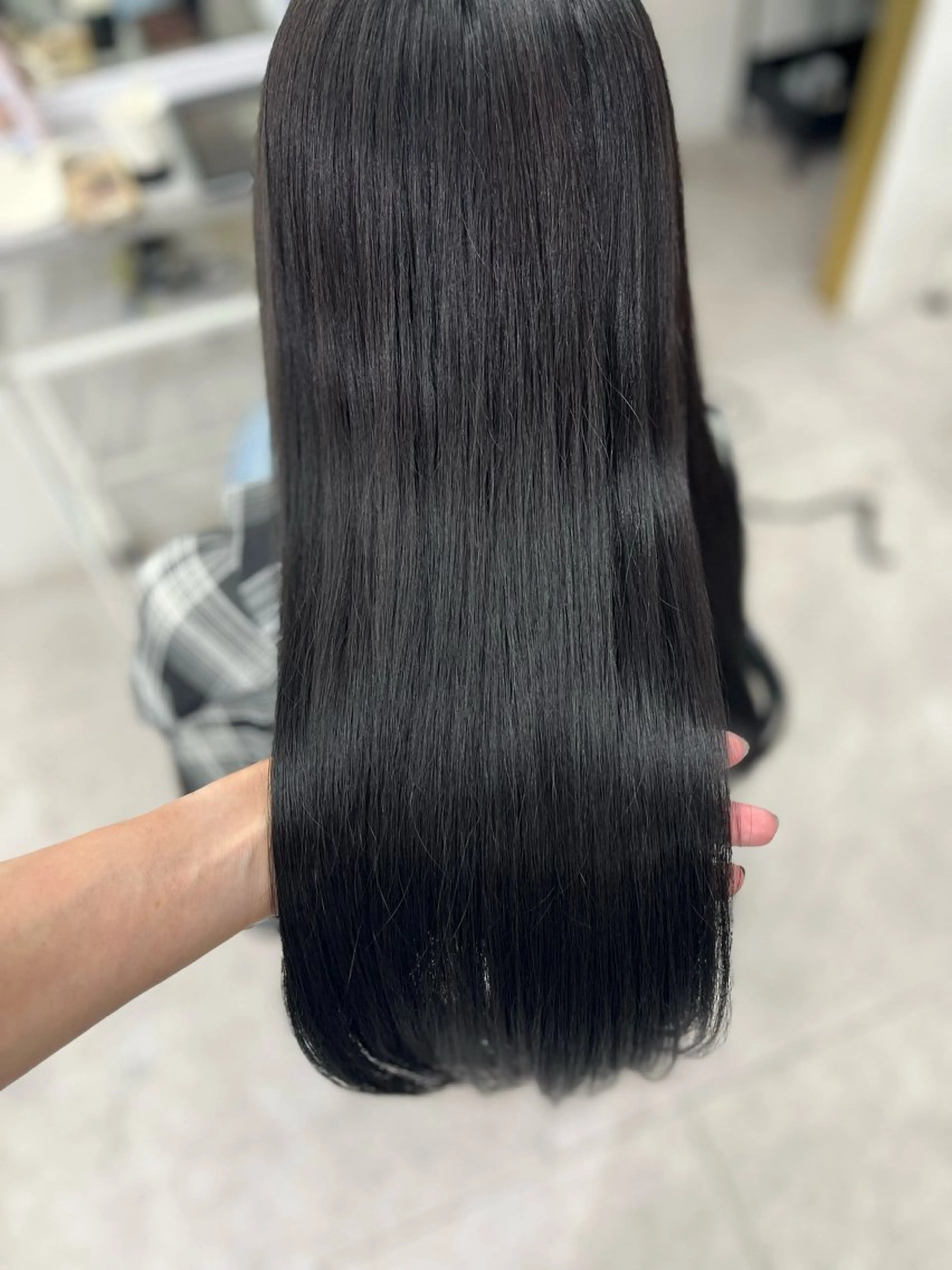 ロング カラー 黒髪 ナチュラルブラック カット ヘアカラー トリートメント 🫧ぷる艶カラー🫧 Yuubi🦩のヘアスタイル