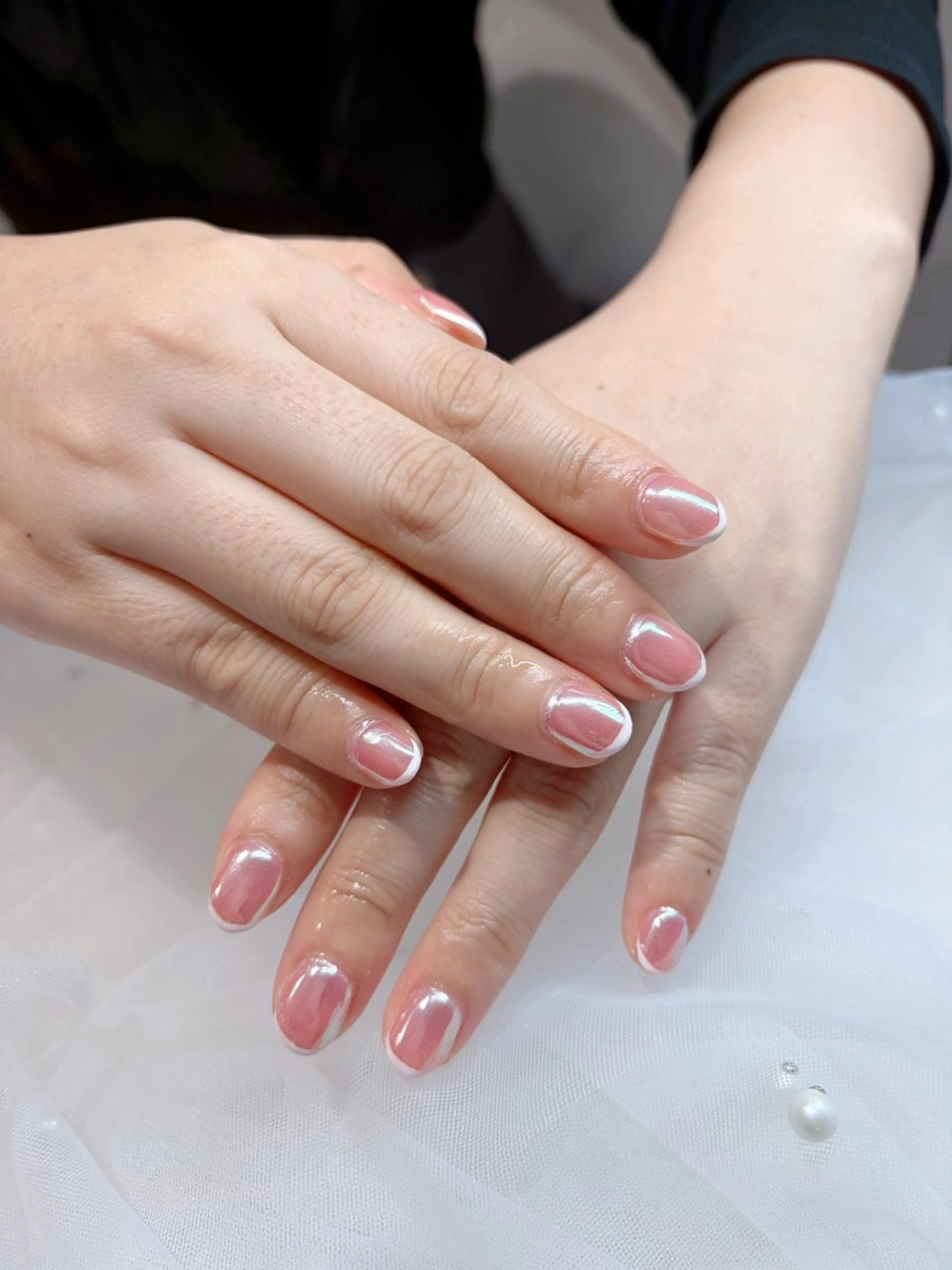 ネイル オーロラネイル 氷ネイル・うるうるネイル ミラーネイル ピンク Viel💅 ~Kanon~のネイルデザイン