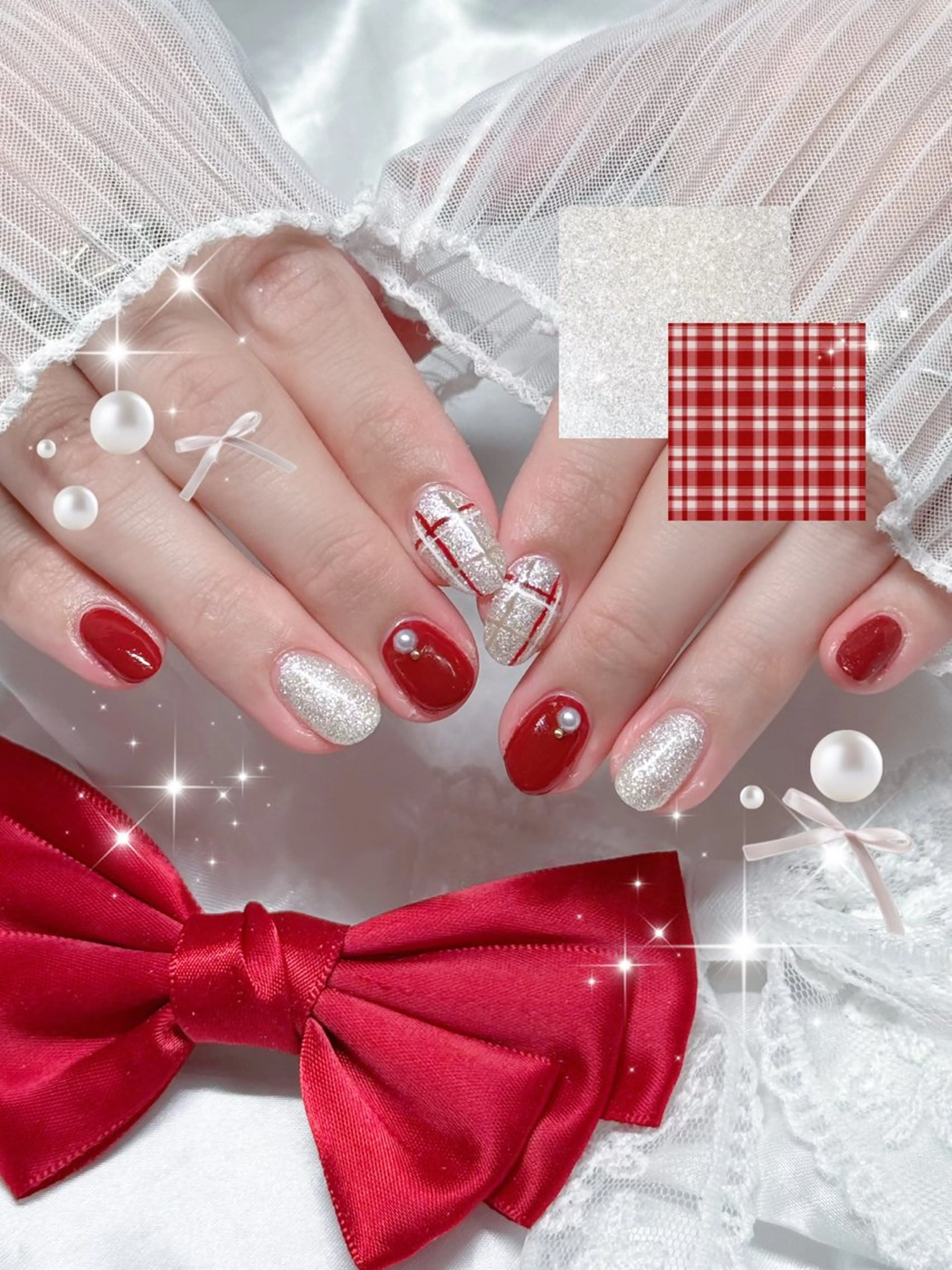 ネイル 冬ネイル クリスマス ハンドネイル 🩵 aoi🩵のネイルデザイン