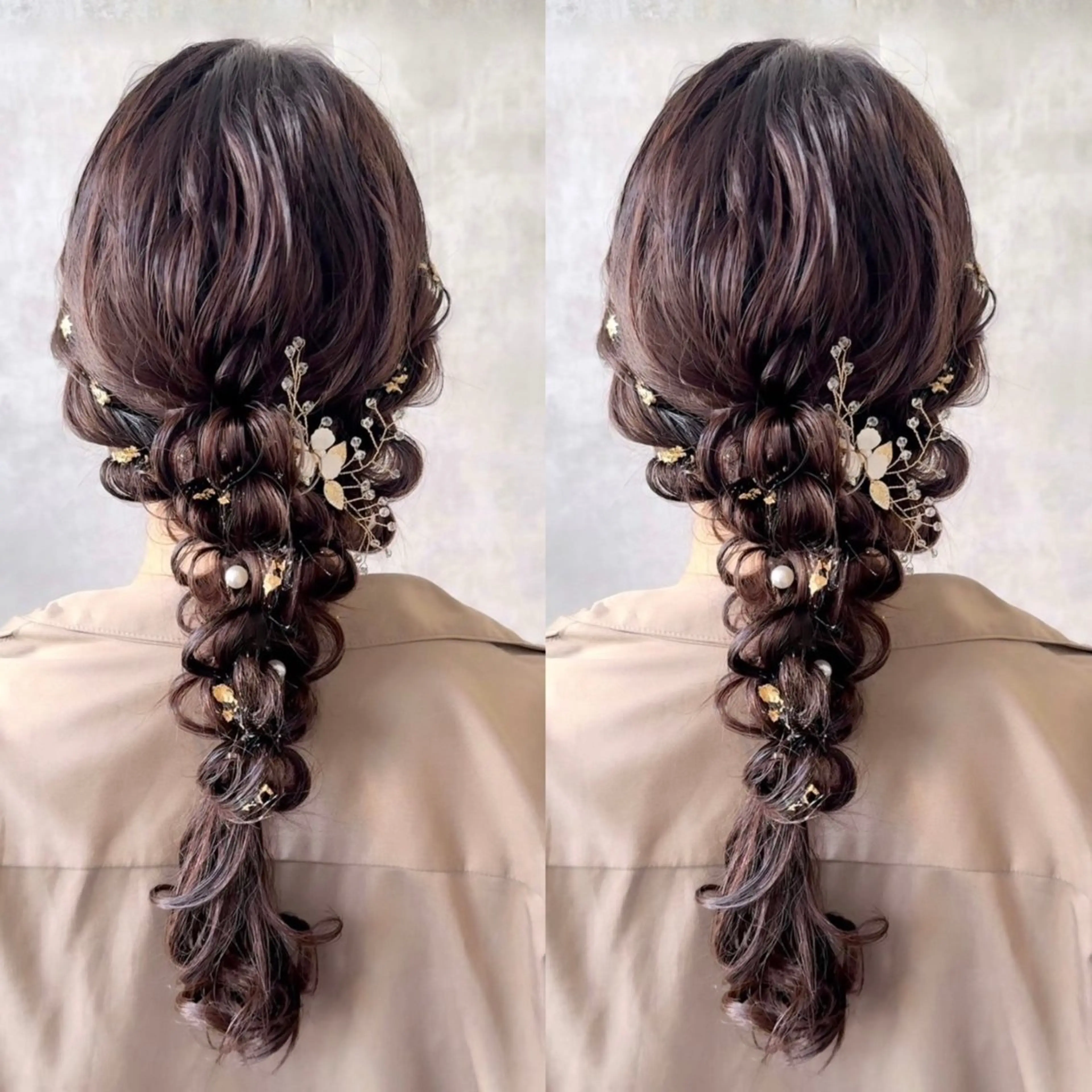 ロング ヘアアレンジ 結婚式・ブライダル ロング シールエクステ🎀 羽エクステ🌙しぇるのヘアスタイル