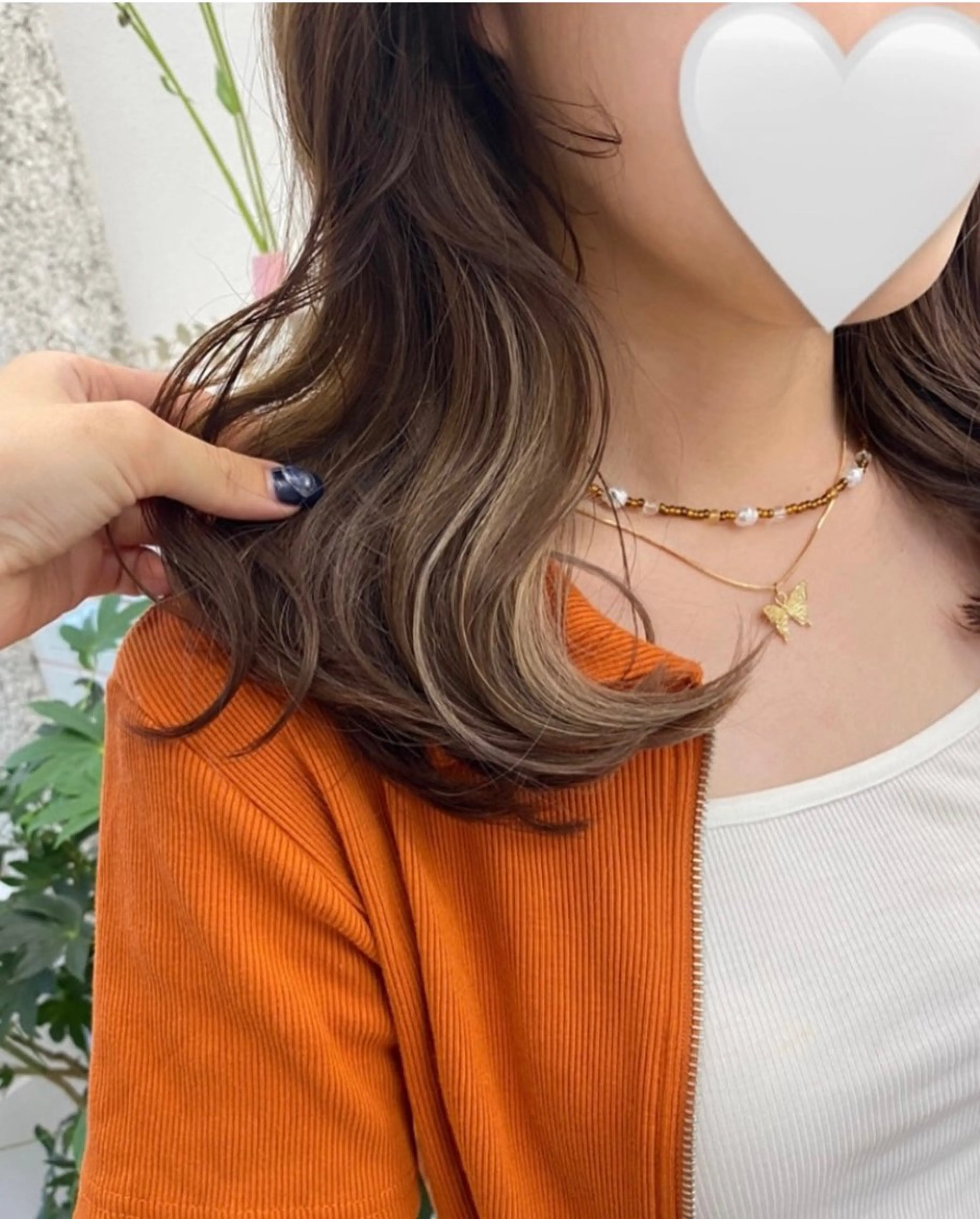 ロング カラー ベージュカラー イヤリングカラー インナーカラー erika /韓国ヘアのヘアスタイル