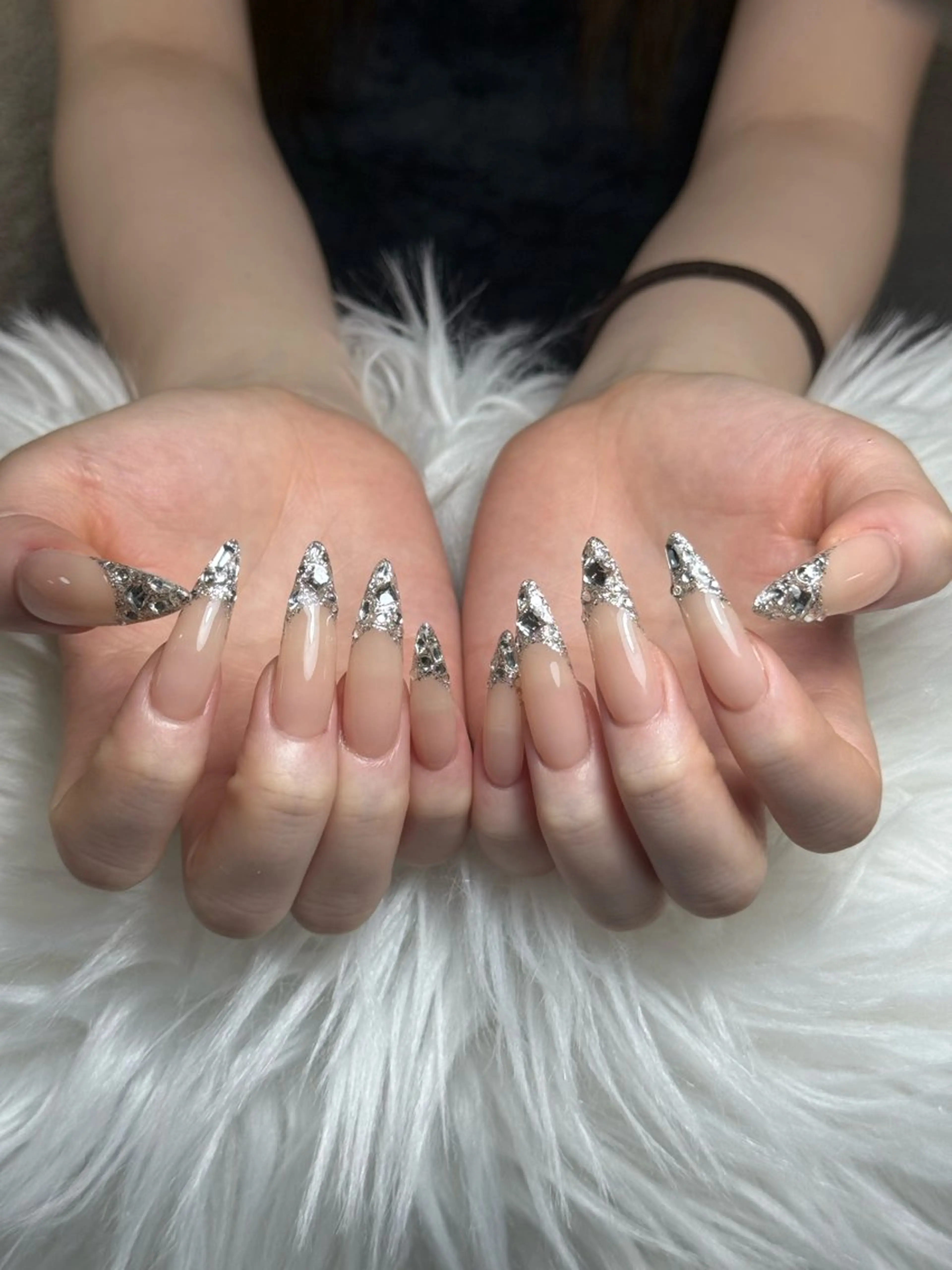 ネイル フレンチネイル ジェルネイル キラキラネイル 韓国ネイル レース Julli NailStudioのネイルデザイン