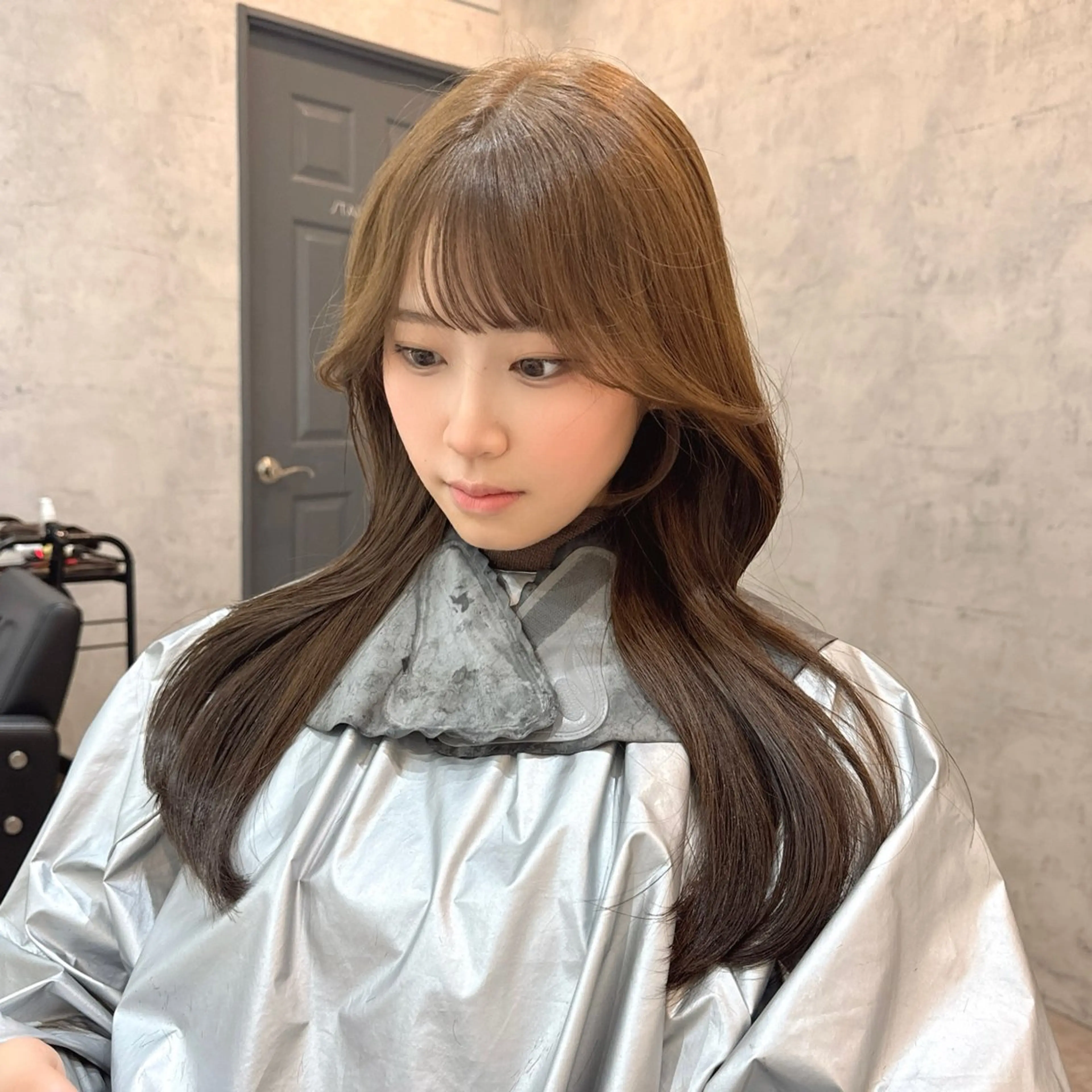 ロング 顔まわりレイヤー 顔周りカット レイヤーカット カット ヘアカラー 森 隆秀/韓国ヘアのヘアスタイル